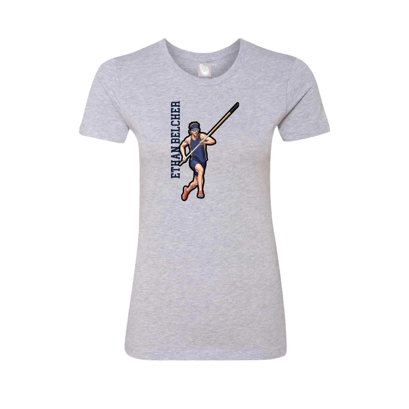 Fitted Women's Tee — Name Vertical in Grey