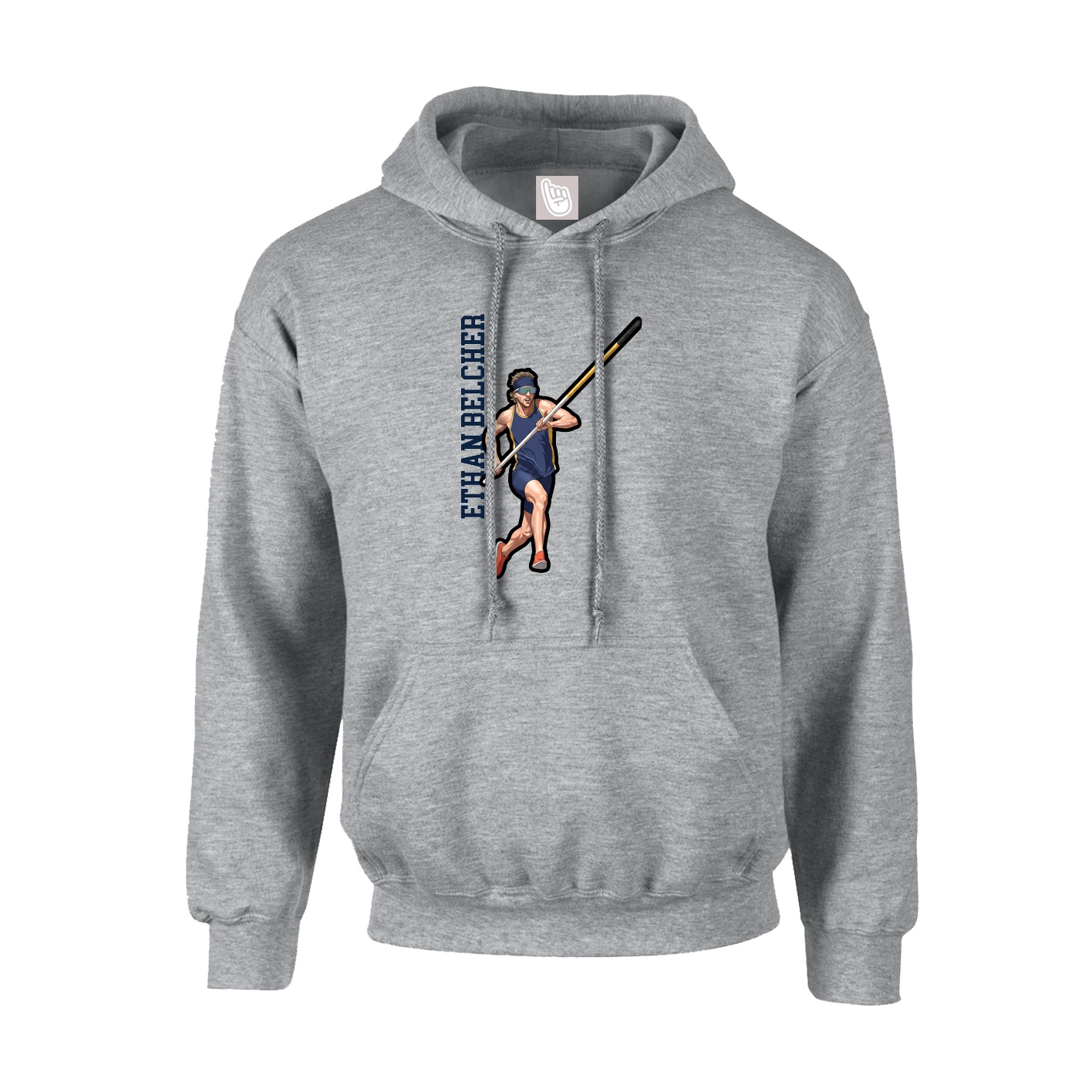 Hoodie — Name Vertical in Grey