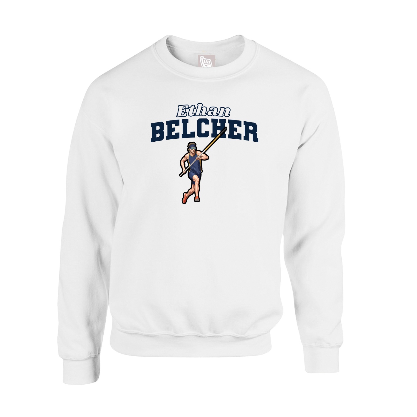 Fleece Crew — Name Arch in White