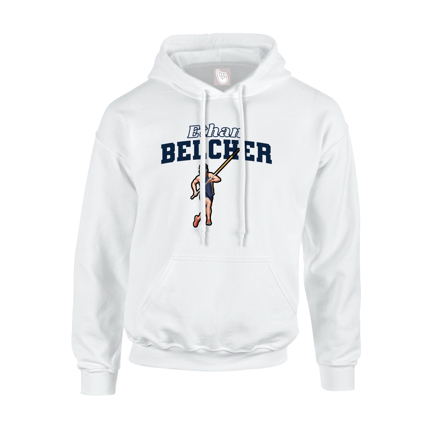 Youth Hoodie — Name Arch in White