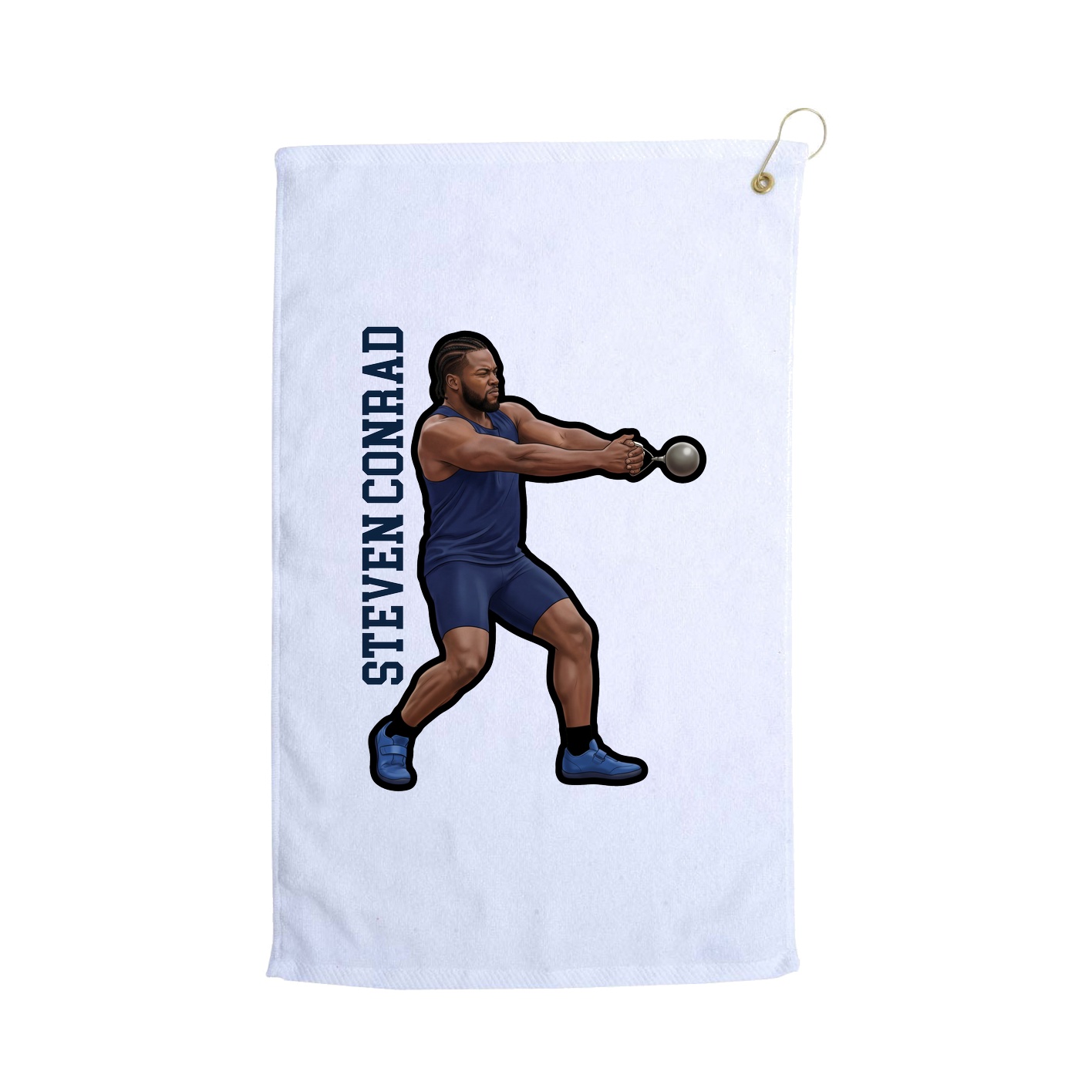 Golf Towel — Name Vertical in White