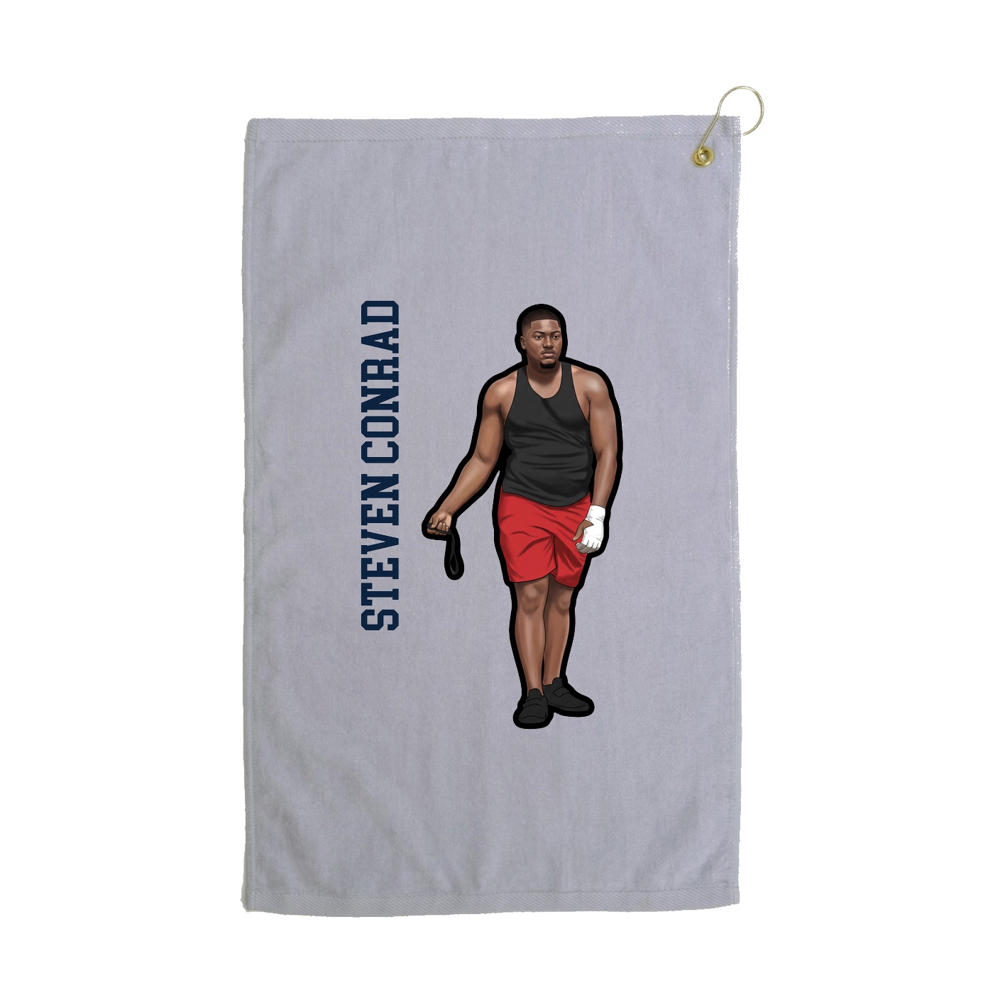 Golf Towel — Name Vertical in Grey