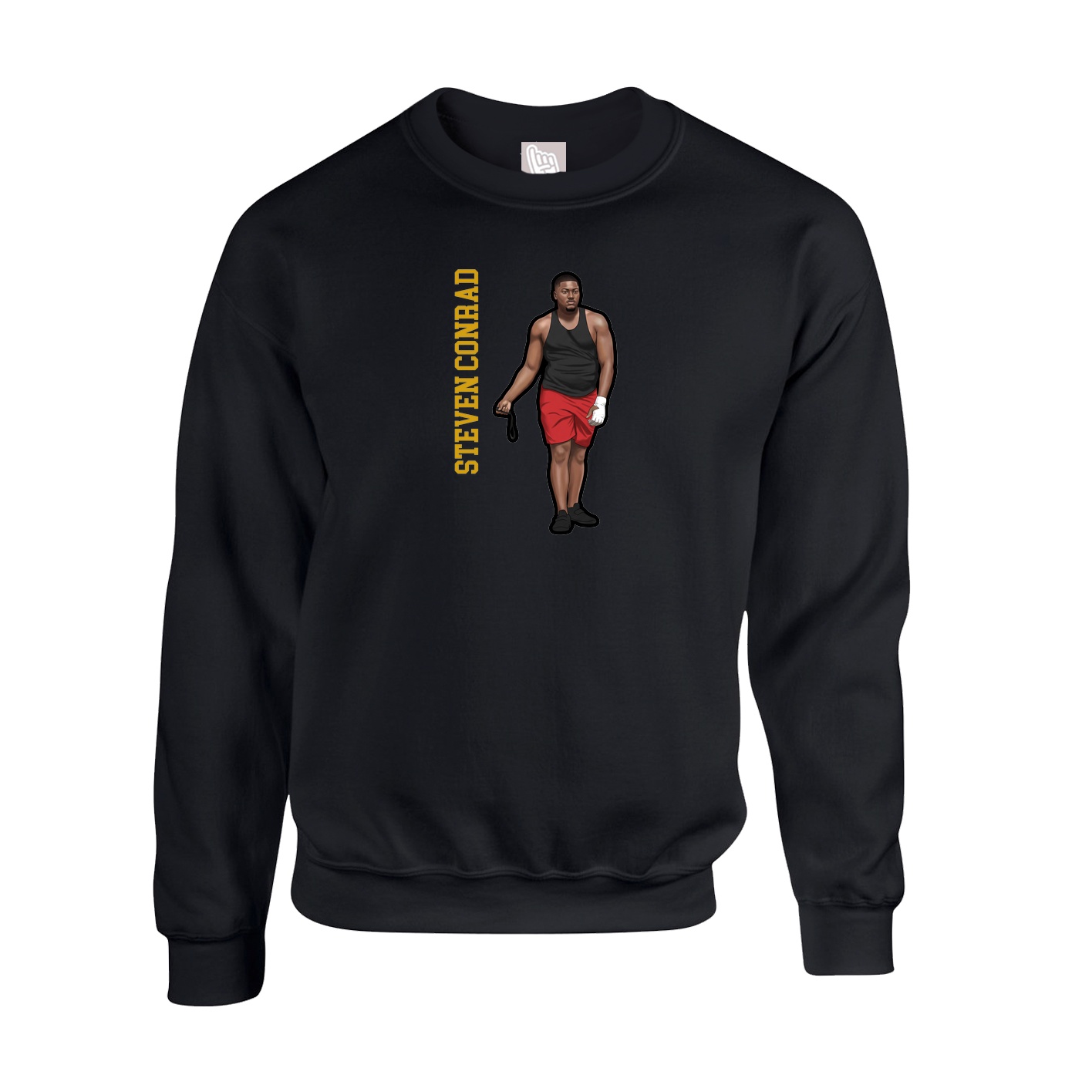 Fleece Crew — Name Vertical in Black