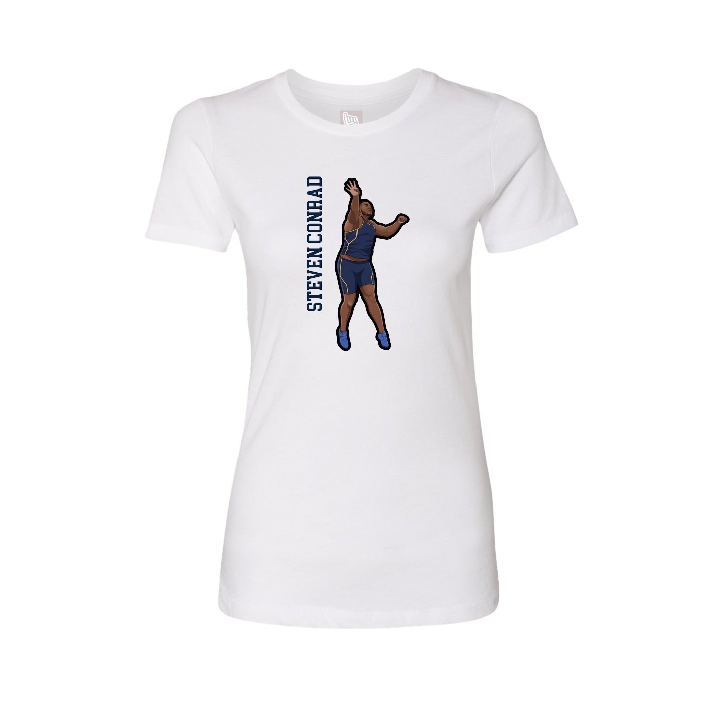 Fitted Women's Tee — Name Vertical in White