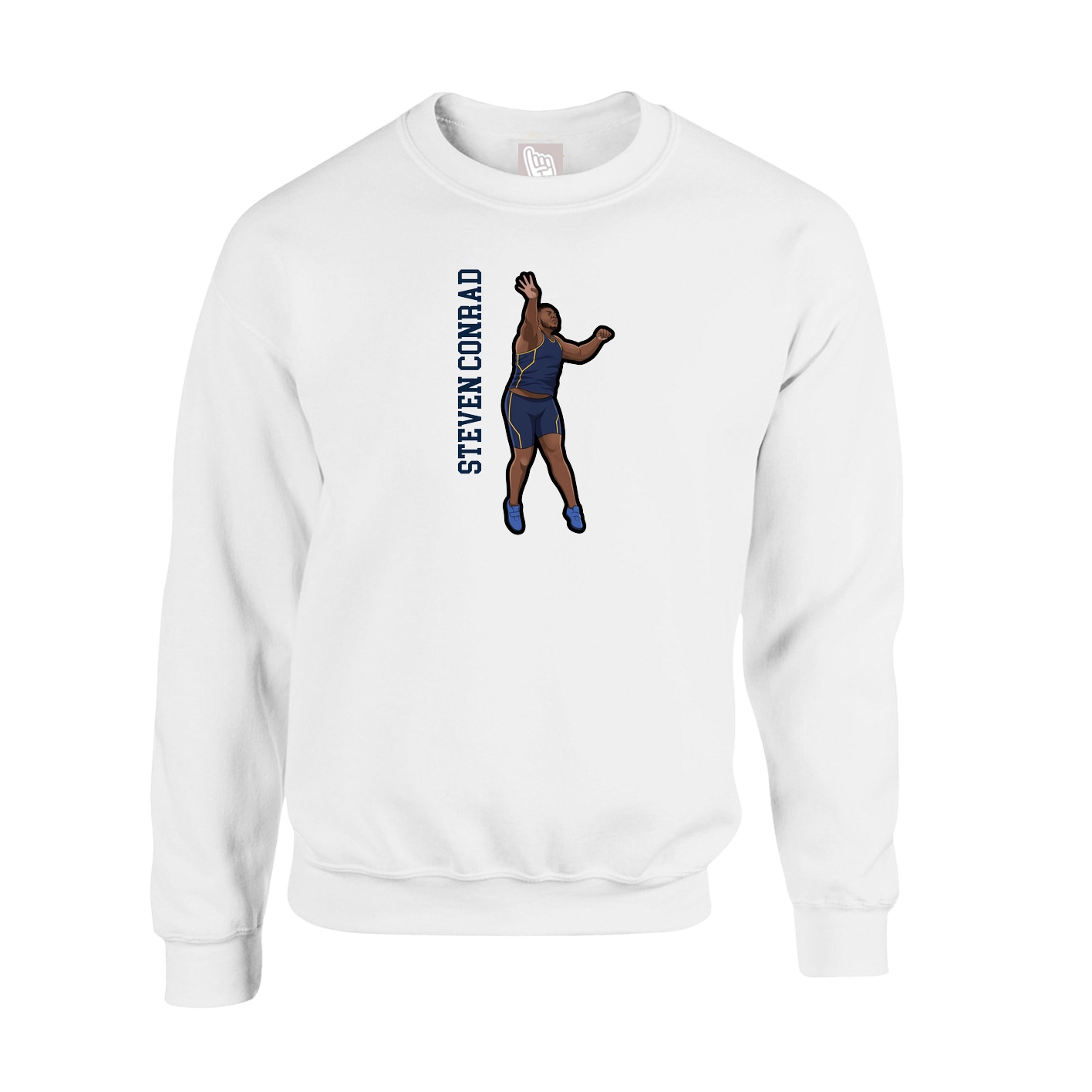 Fleece Crew — Name Vertical in White