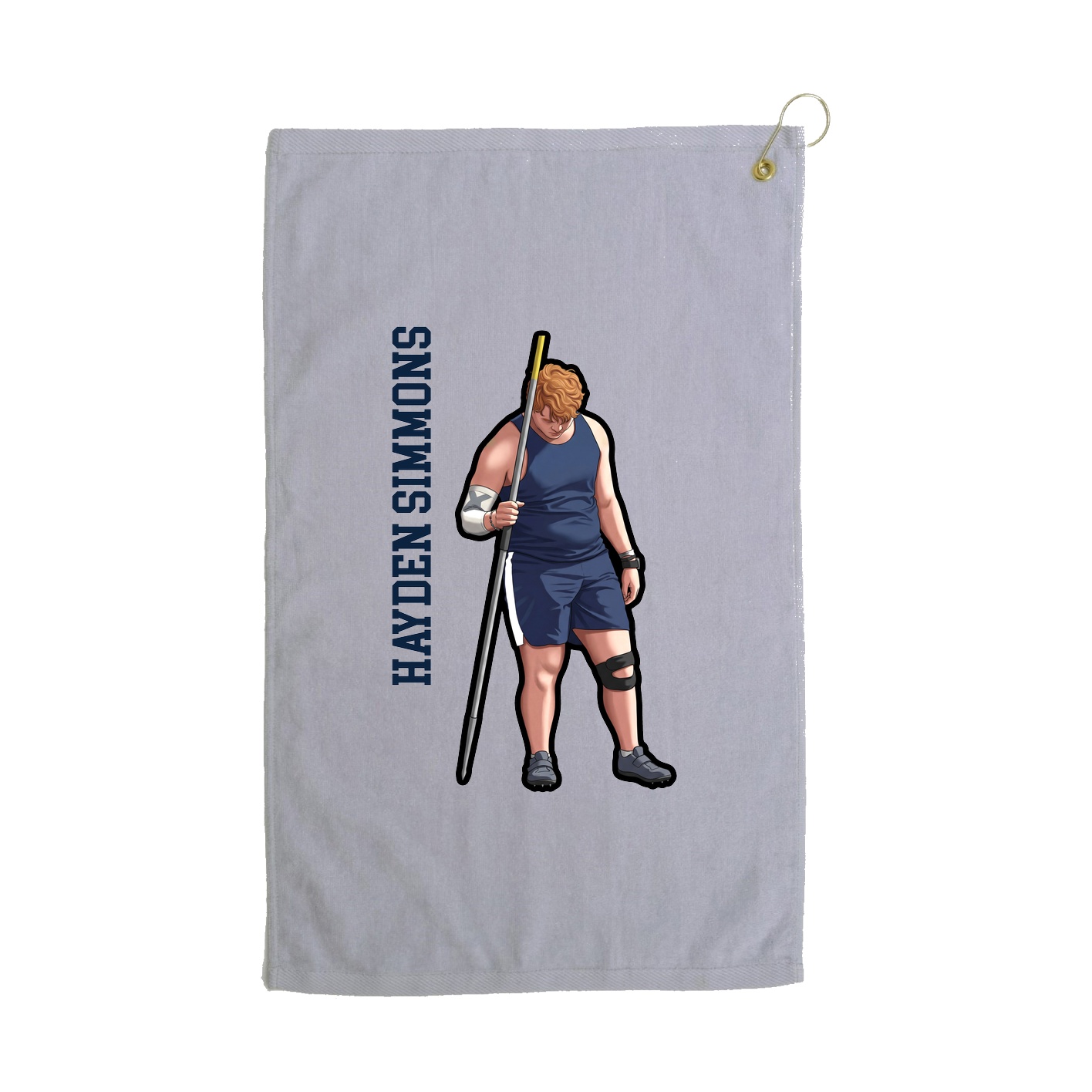 Golf Towel — Name Vertical in Grey