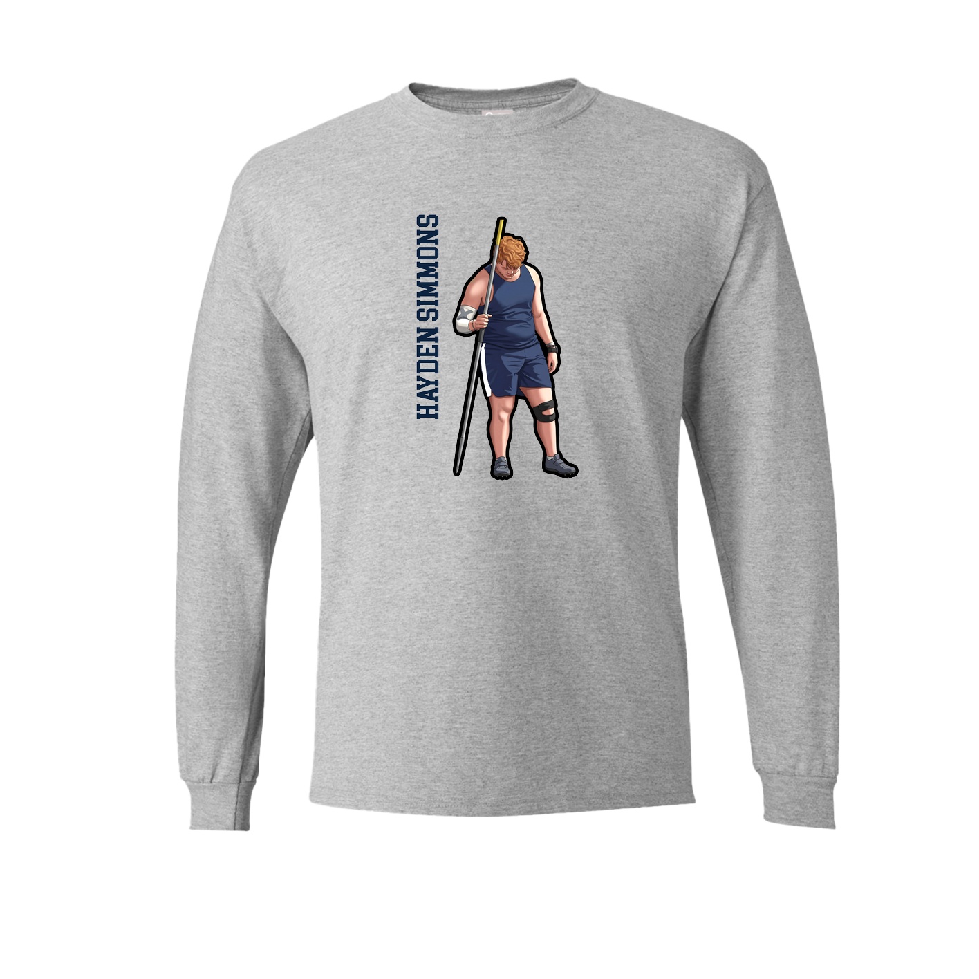 Long Sleeve Tee — Name Vertical in Grey