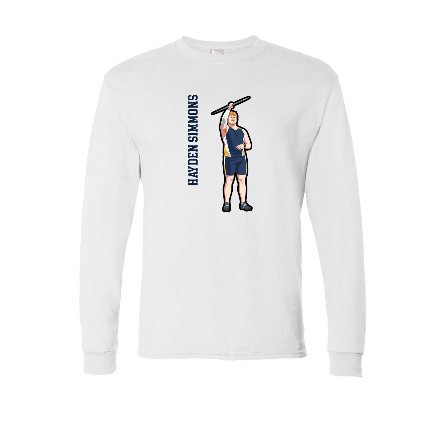 Long Sleeve Tee — Name Vertical in White