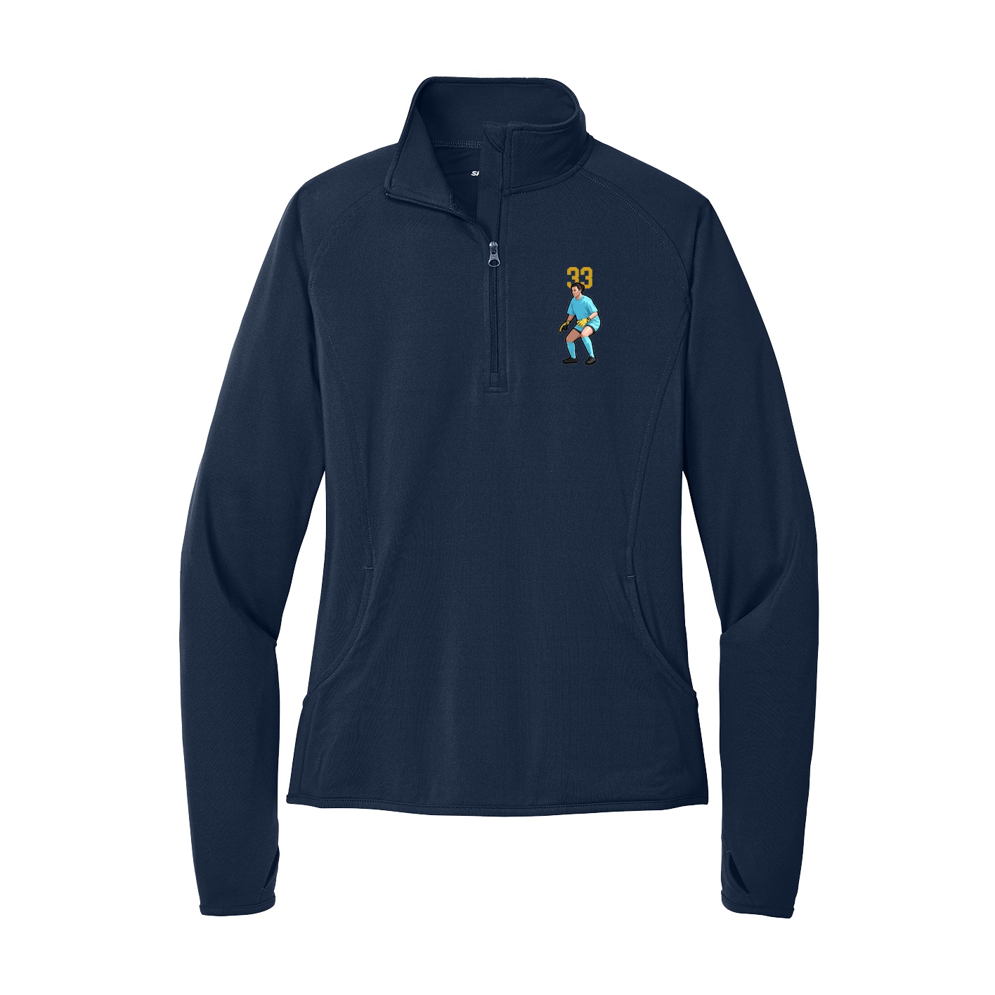 Women's Q-Zip Pullover — Number Top in Navy