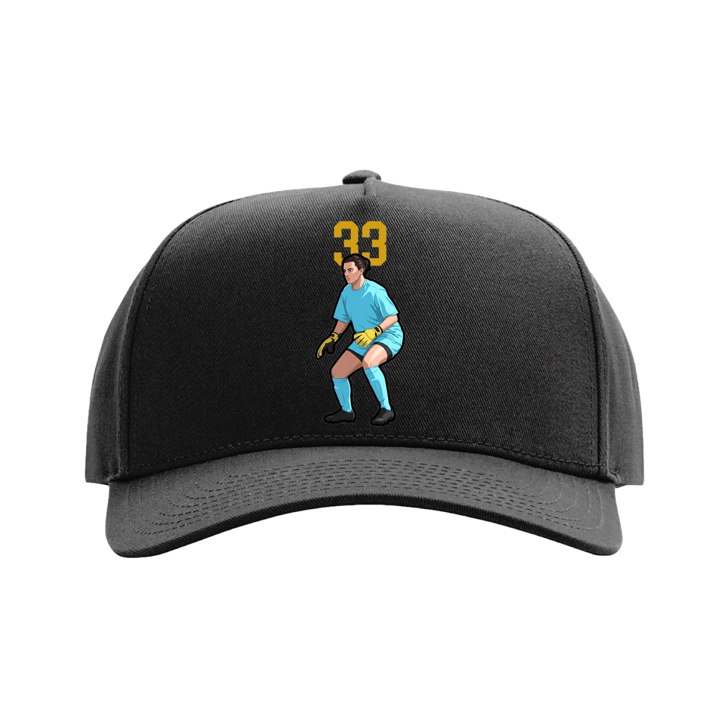 Full Fabric Five-Panel Champ Cap — Number Top in Black