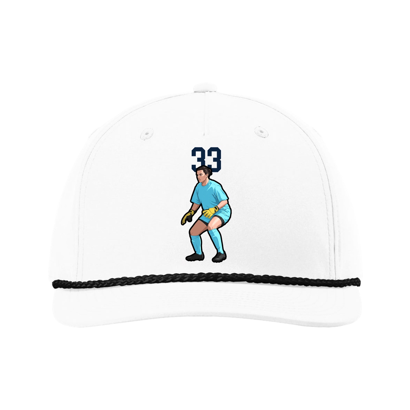 Five-Panel Classic Rope Cap — Number Top in White