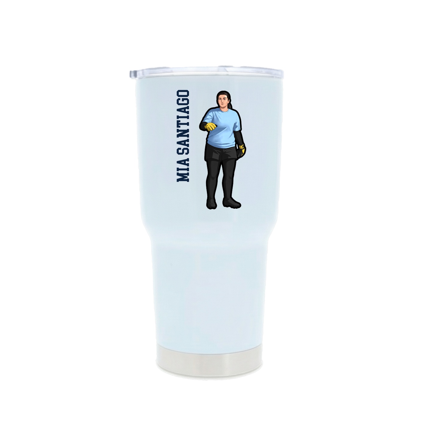 30oz Stainless Steel Tumbler — Name Vertical in White