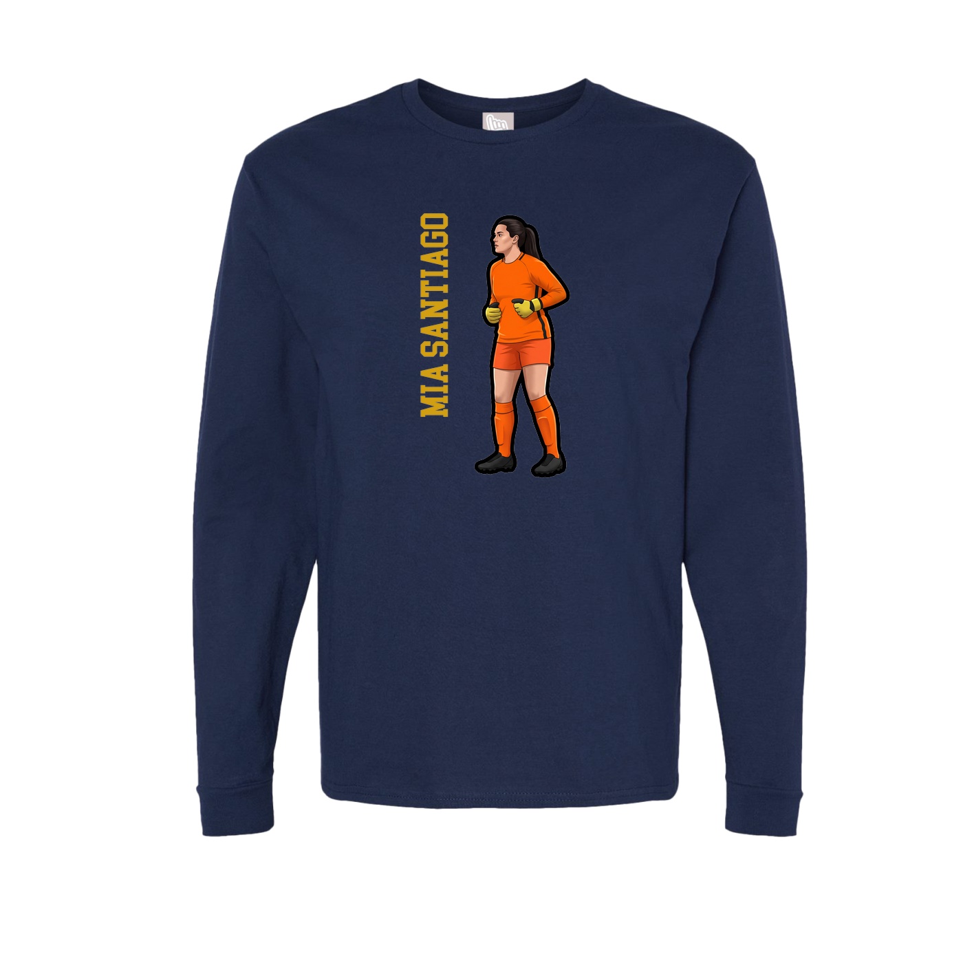 Long Sleeve Tee — Name Vertical in Navy