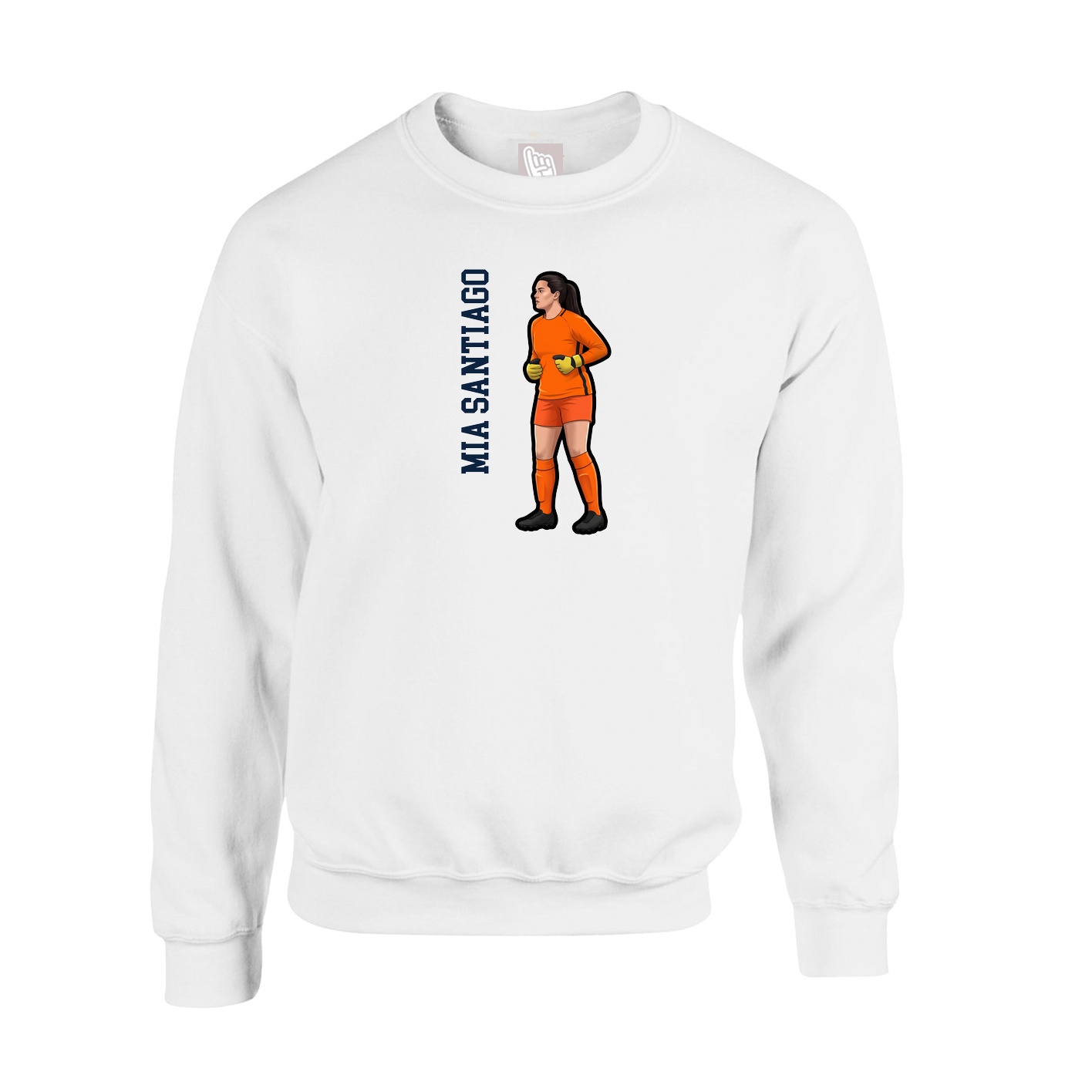 Fleece Crew — Name Vertical in White
