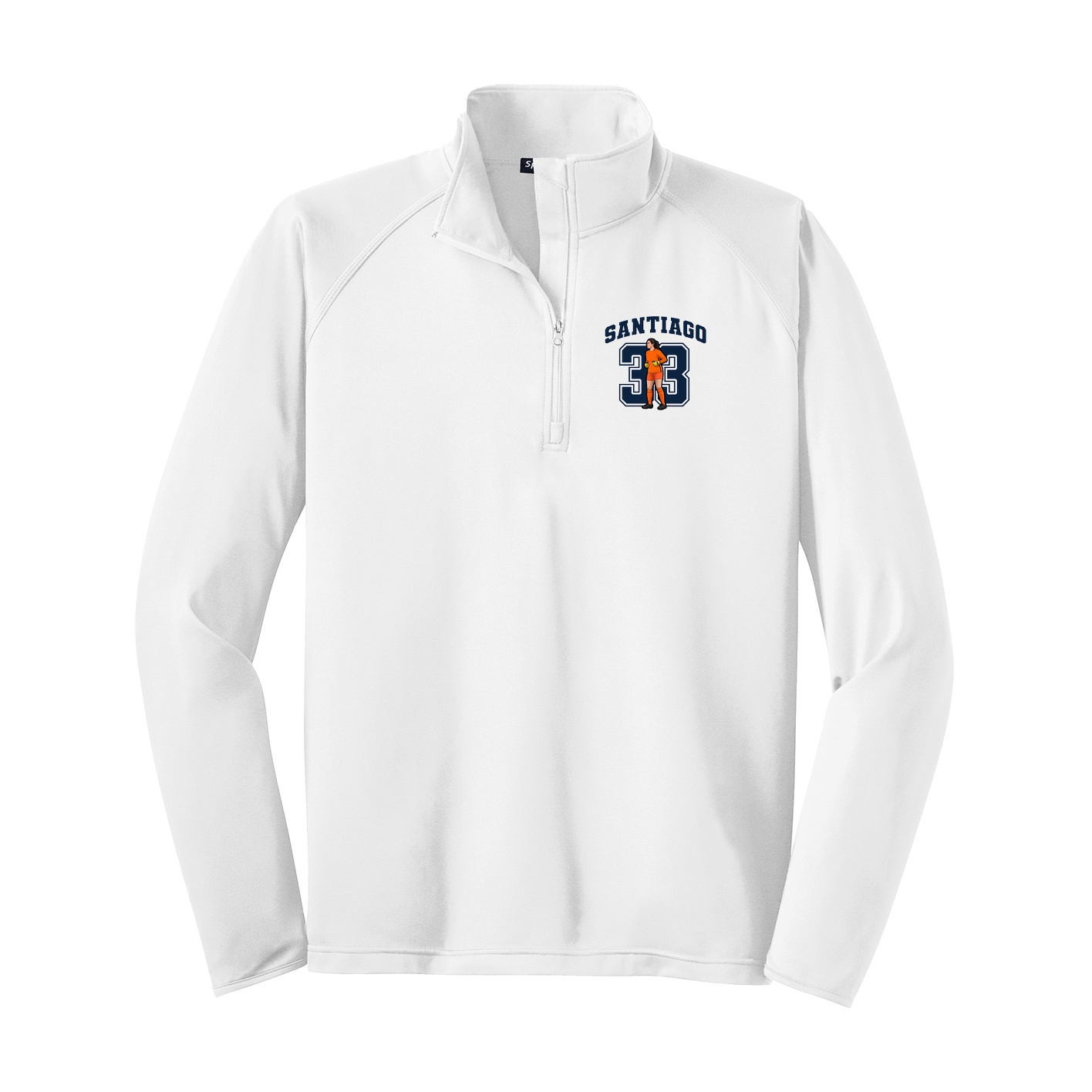 Q-Zip Pullover — Number in White