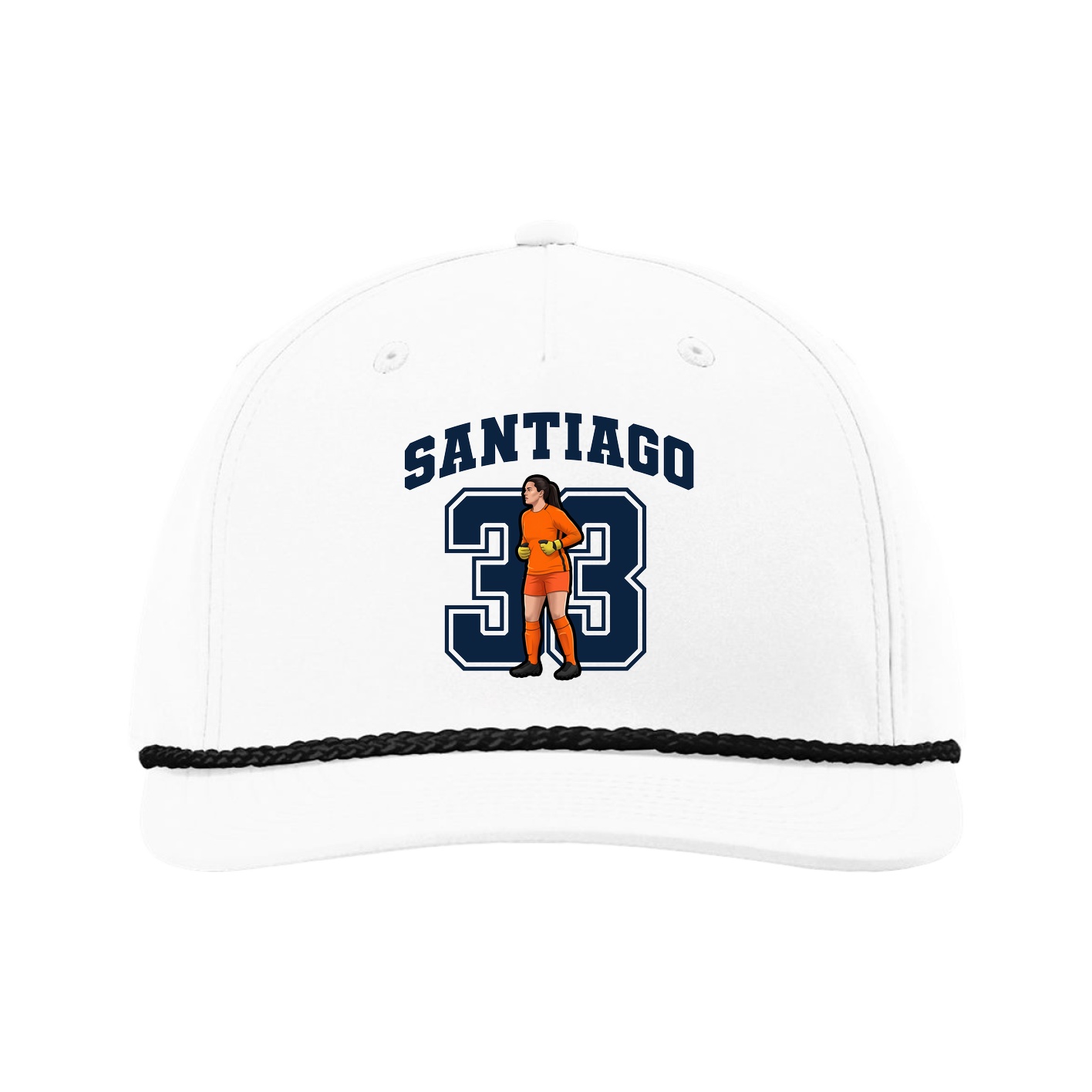 Five-Panel Classic Rope Cap — Number in White