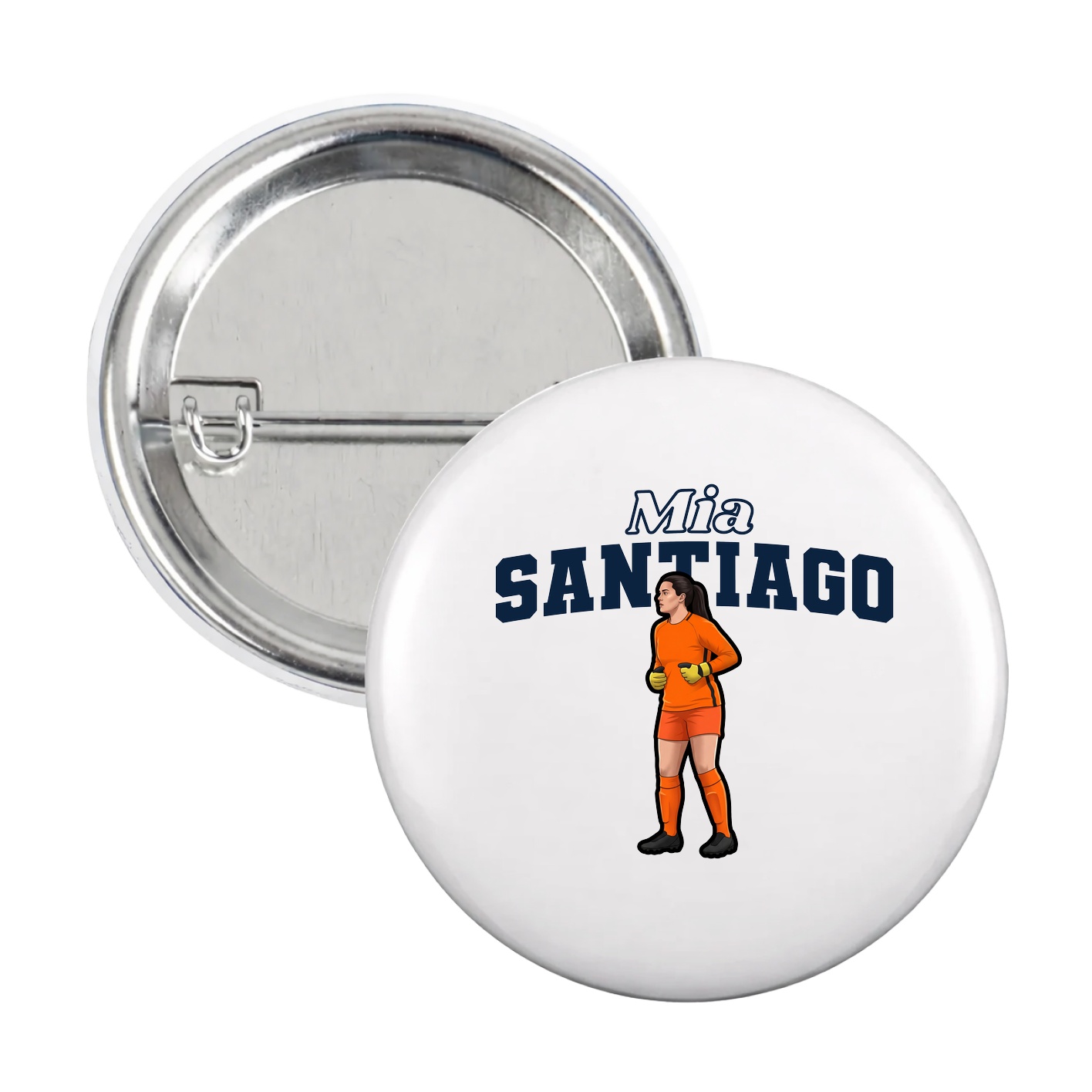 Game Day Button — Name Arch in White