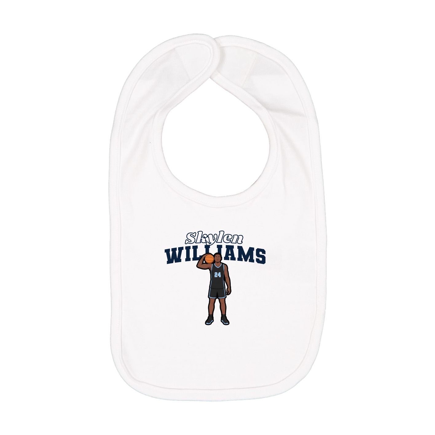 Infant Bib — Name Arch in White