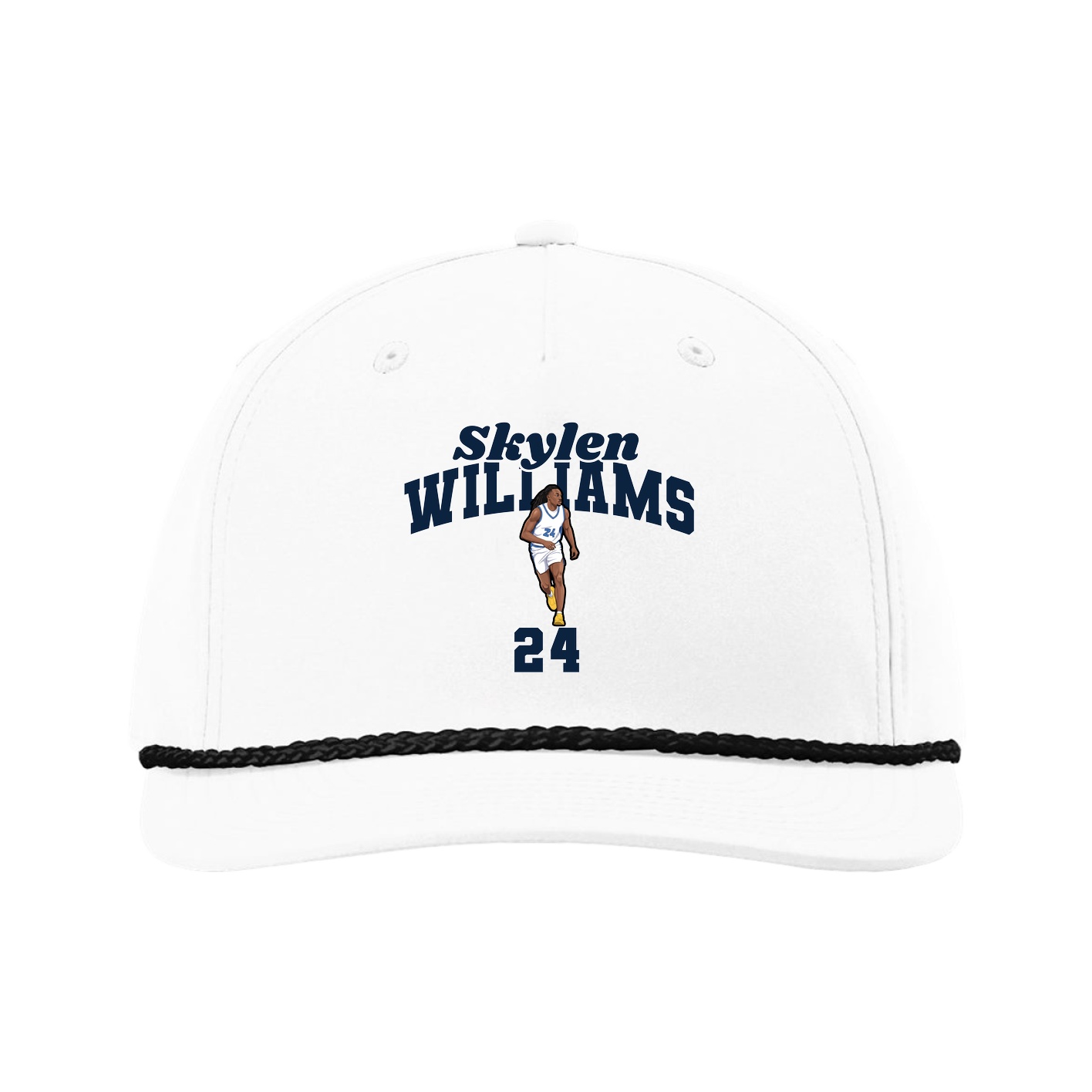 Five-Panel Classic Rope Cap — Signature Arch in White
