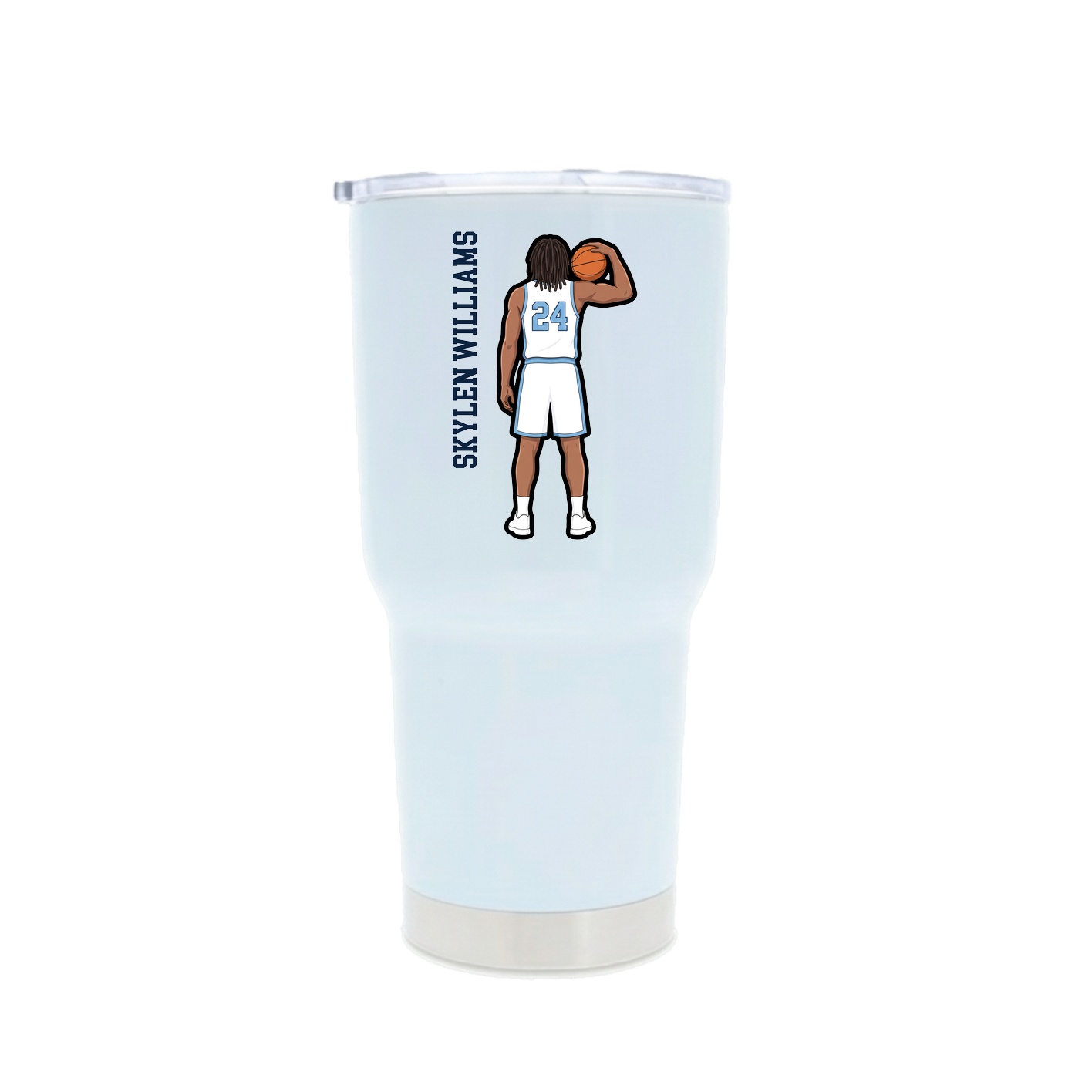 30oz Stainless Steel Tumbler — Name Vertical in White