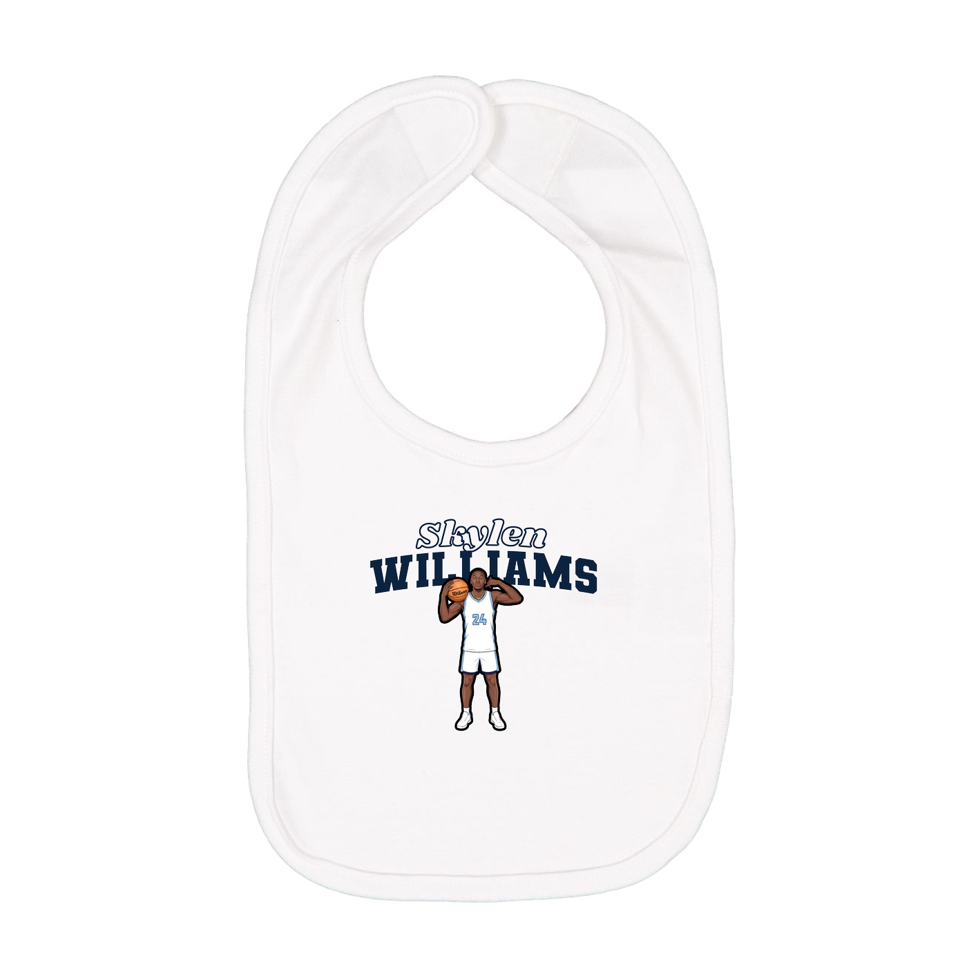 Infant Bib — Name Arch in White