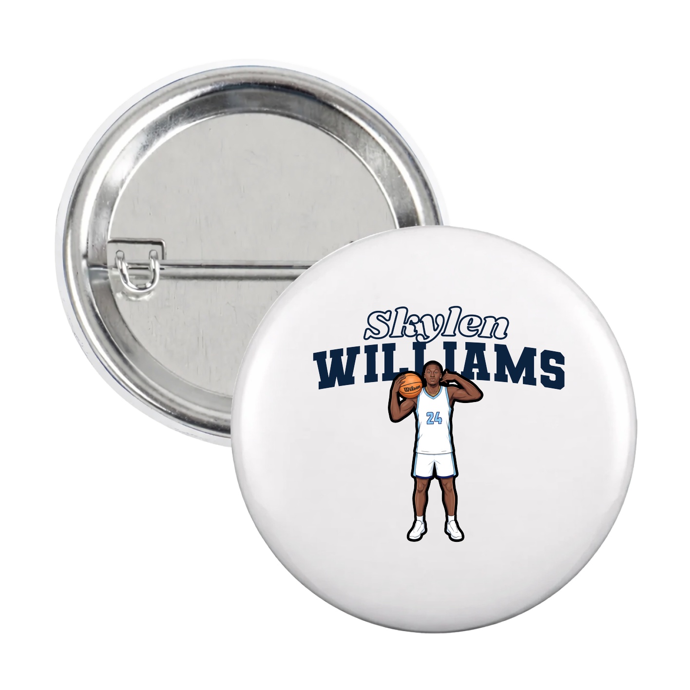 Game Day Button — Name Arch in White
