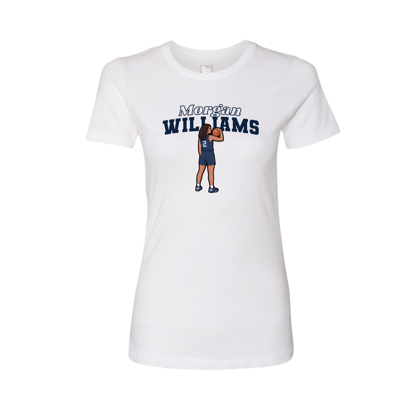 Fitted Women's Tee — Name Arch in White
