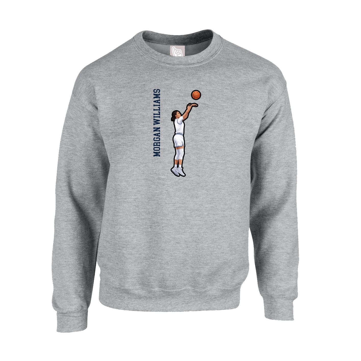 Fleece Crew — Name Vertical in Grey