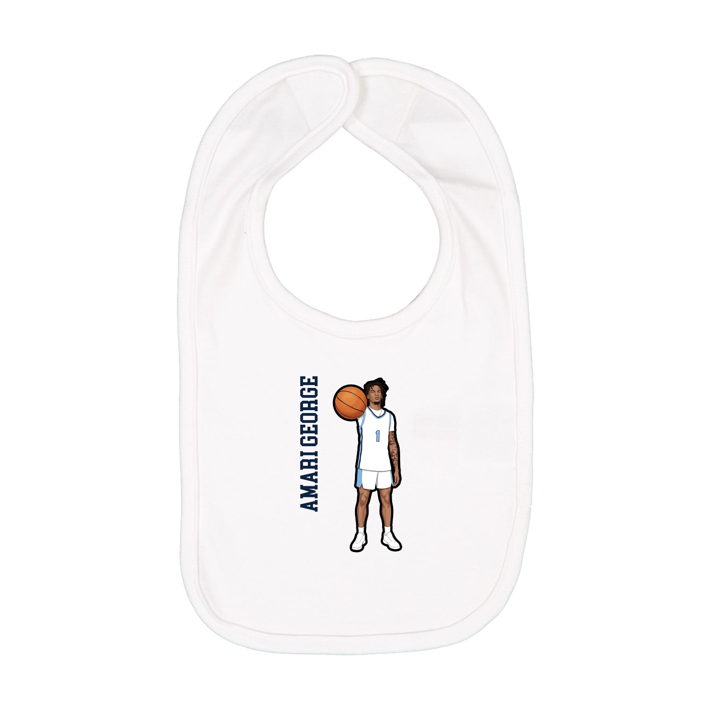 Infant Bib — Name Vertical in White
