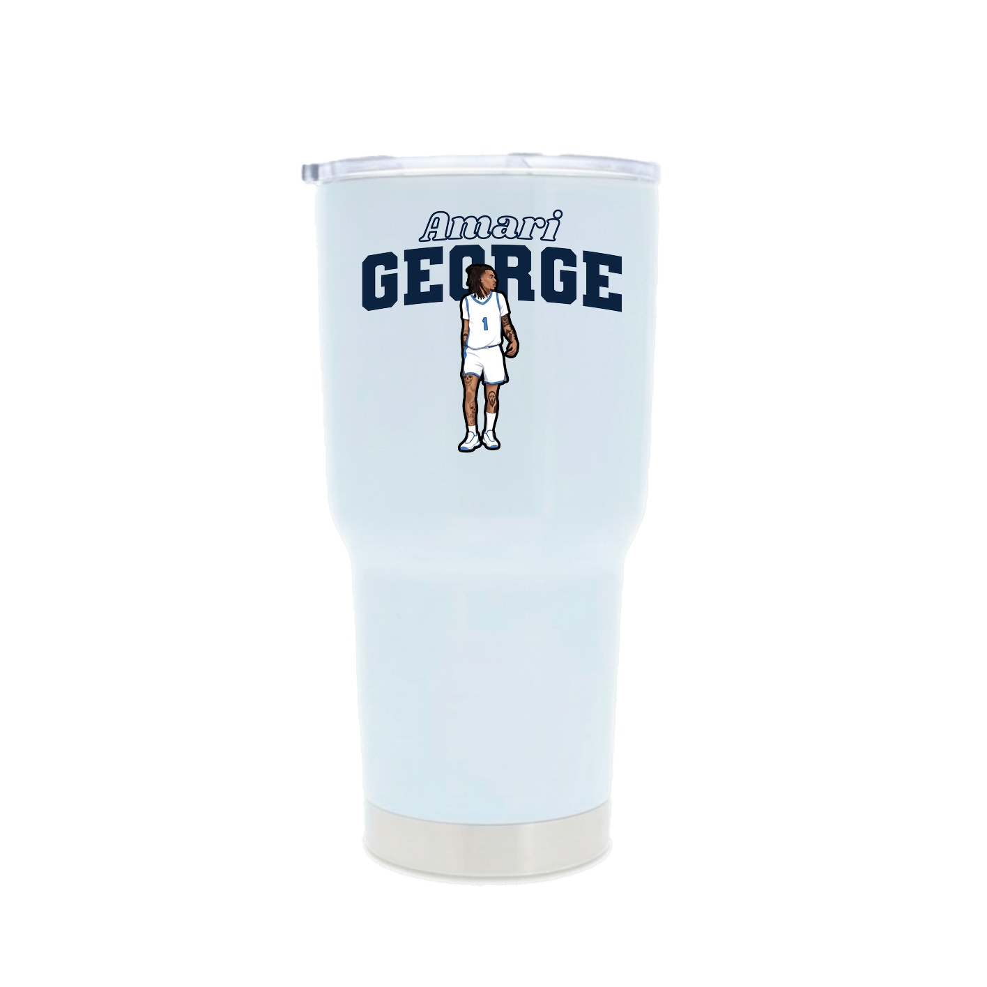 30oz Stainless Steel Tumbler — Name Arch in White