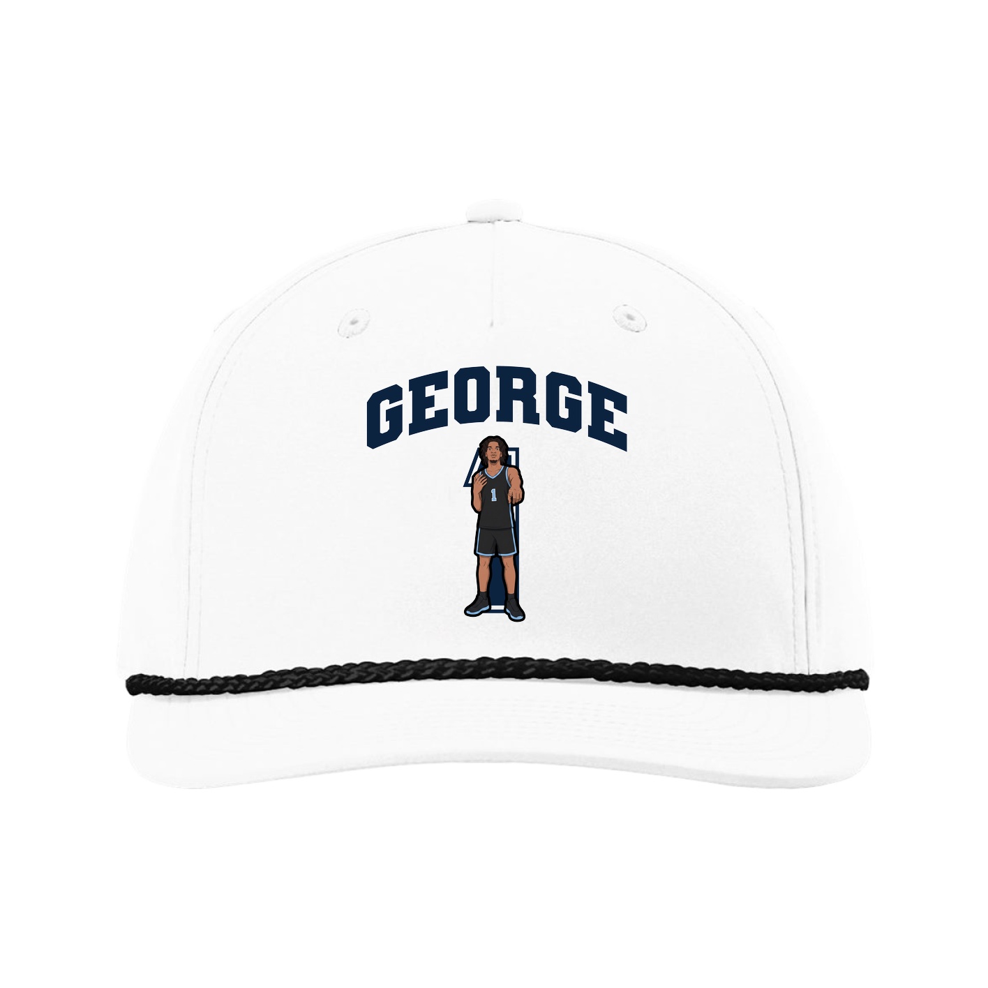 Five-Panel Classic Rope Cap — Number in White