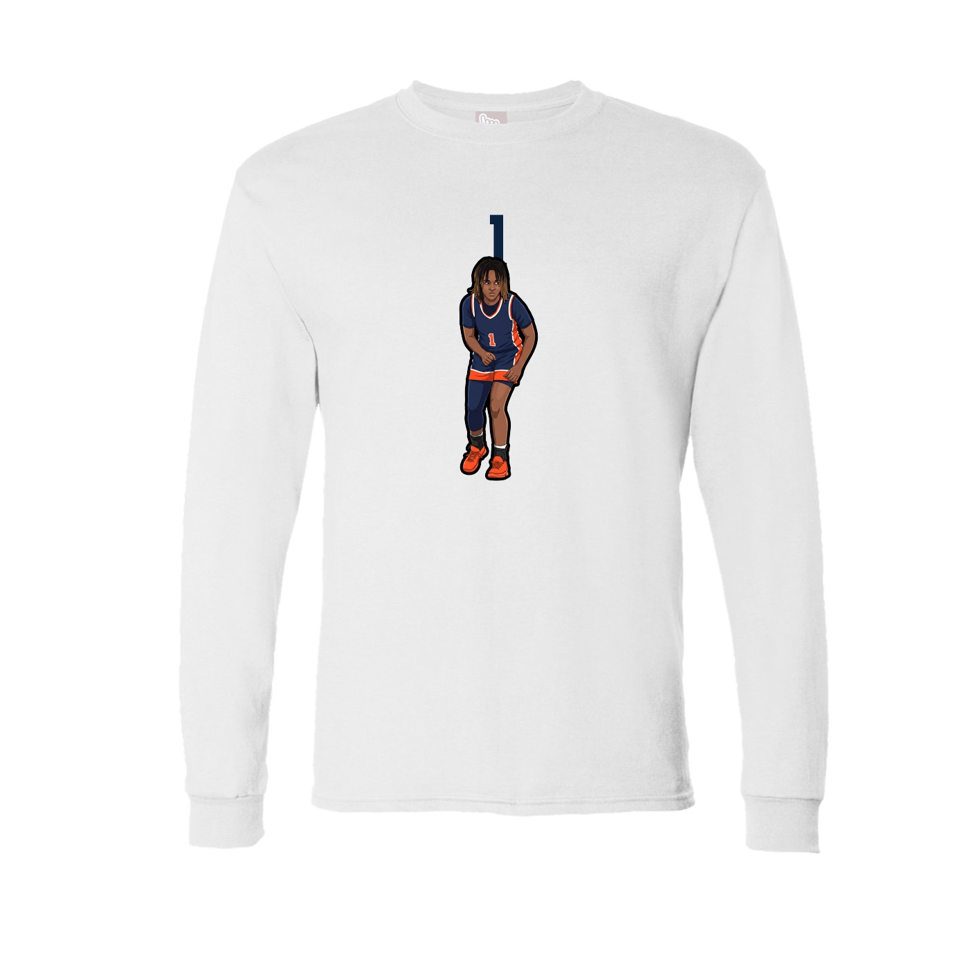 Long Sleeve Tee — Number Top in White
