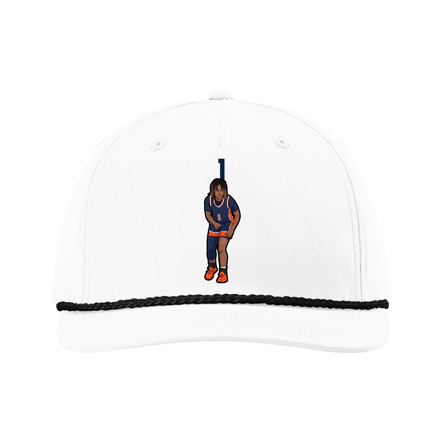 Five-Panel Classic Rope Cap — Number Top in White