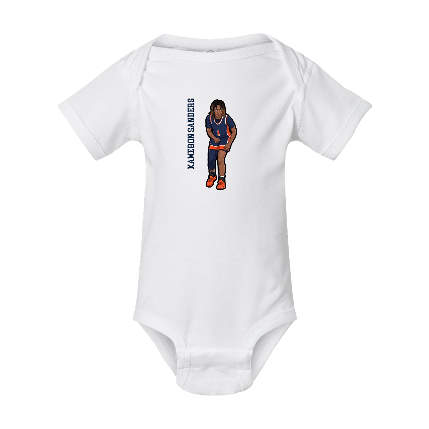 Baby Onesie — Name Vertical in White
