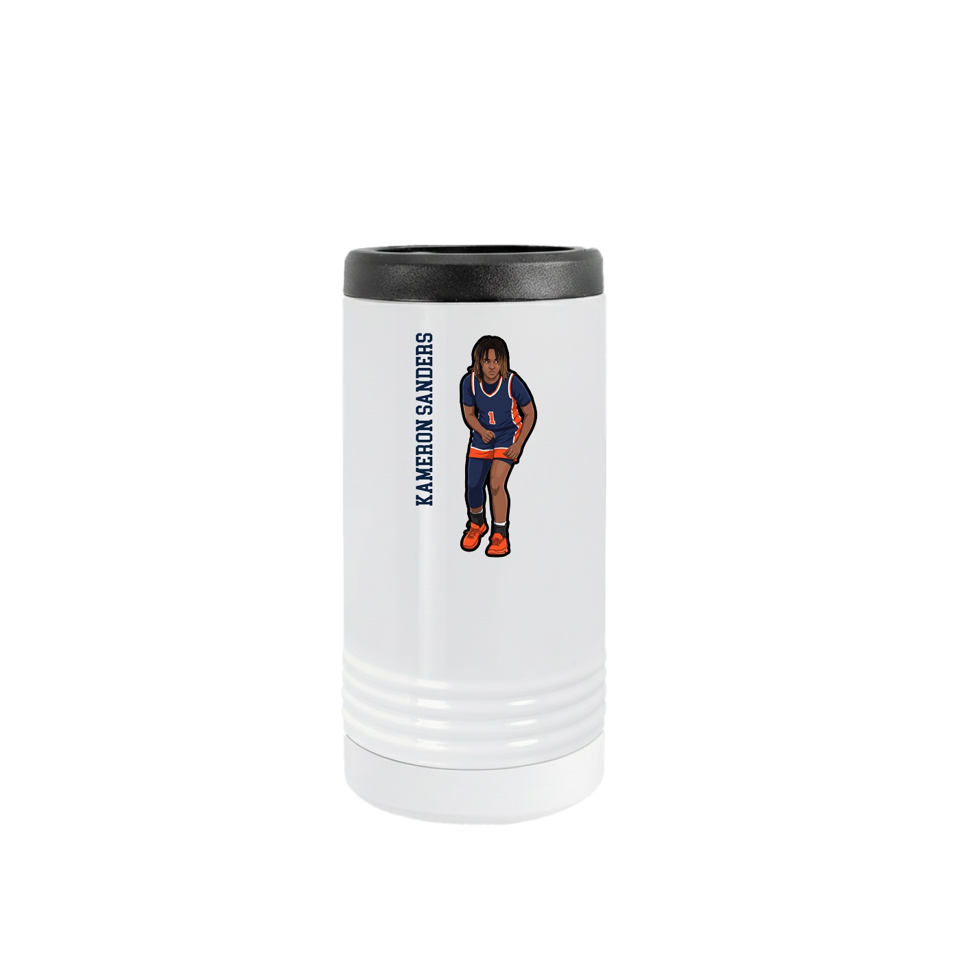 Slim Beverage Holder — Name Vertical in White
