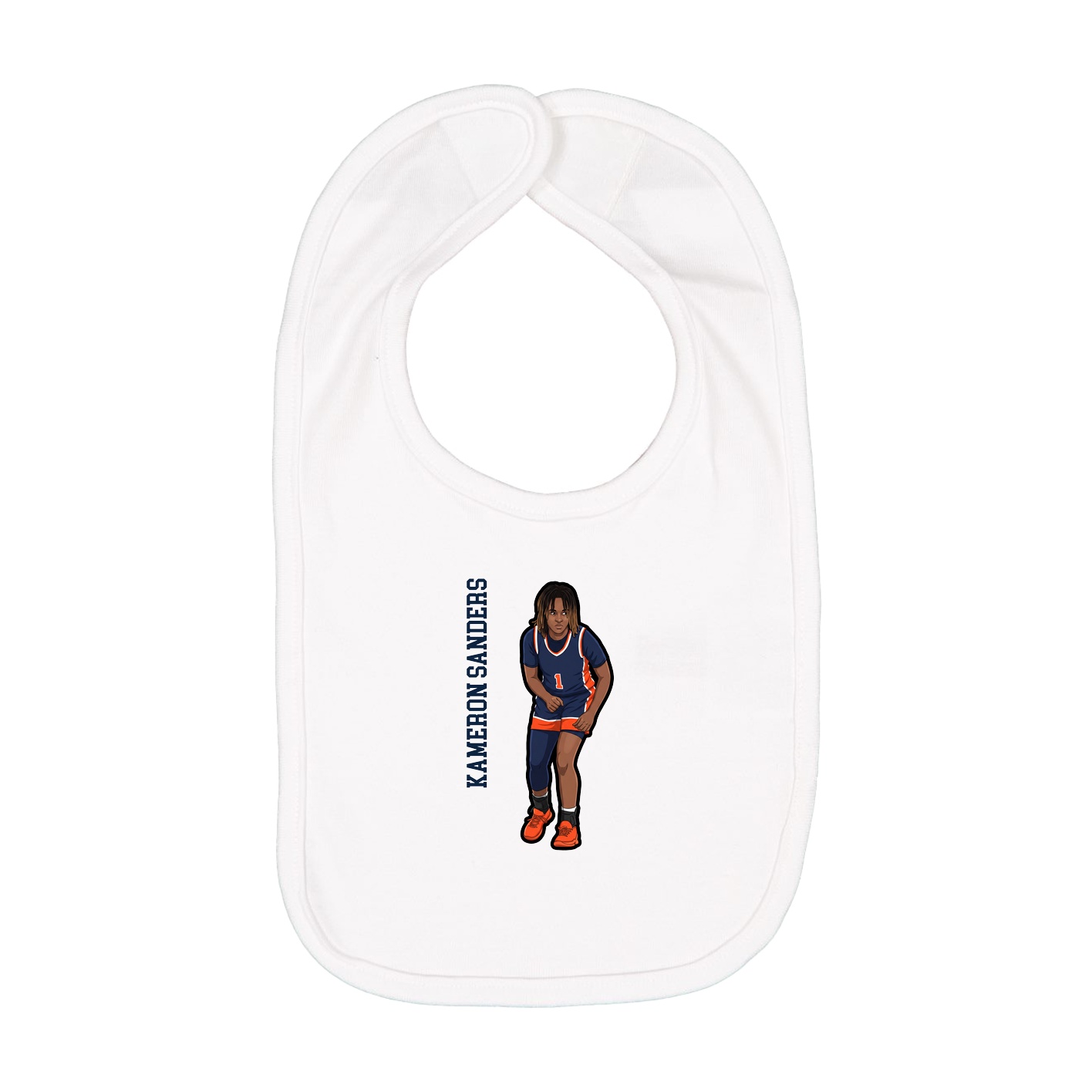 Infant Bib — Name Vertical in White