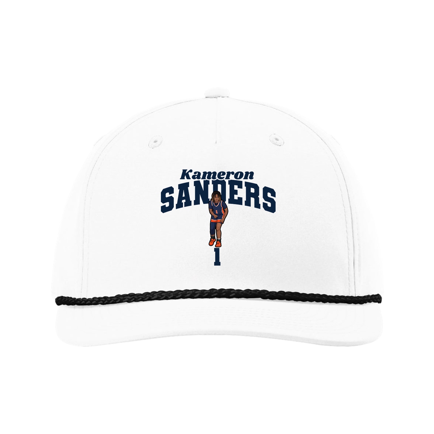Five-Panel Classic Rope Cap — Signature Arch in White