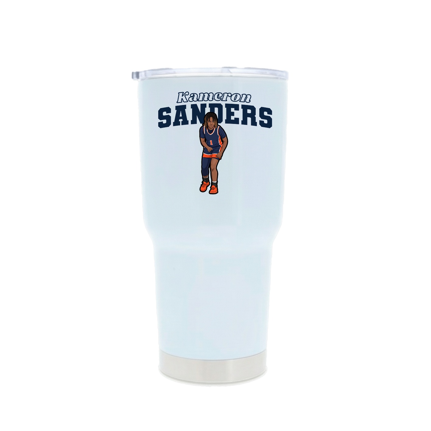 30oz Stainless Steel Tumbler — Name Arch in White