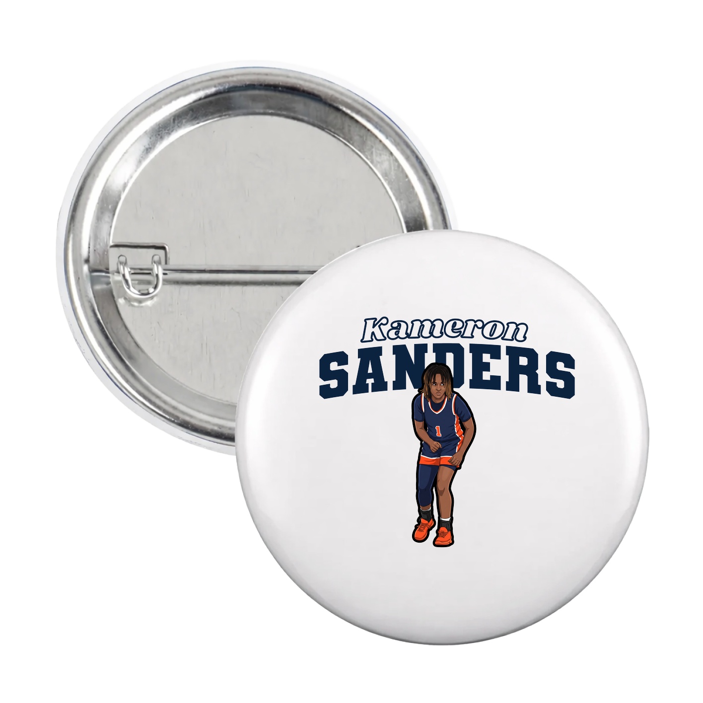 Game Day Button — Name Arch in White