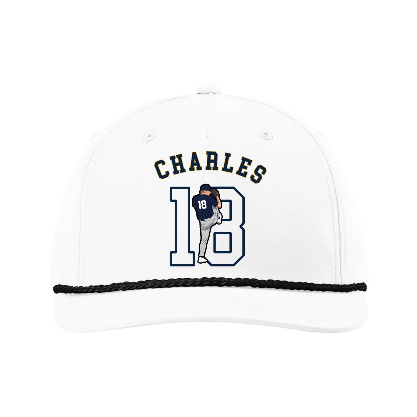 Five-Panel Classic Rope Cap — Shirsey Arch in White