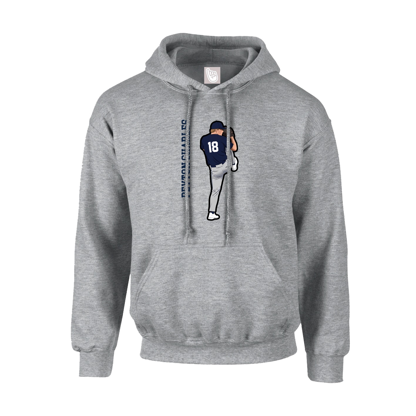 Youth Hoodie — Name Vertical in Grey