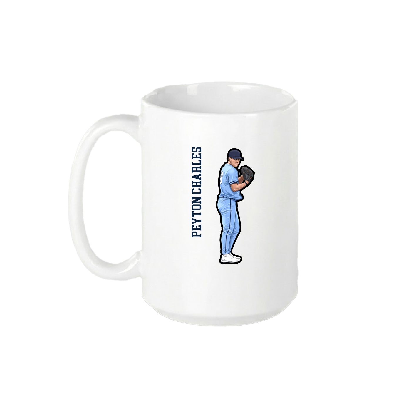 15oz Coffee Mug — Name Vertical in White