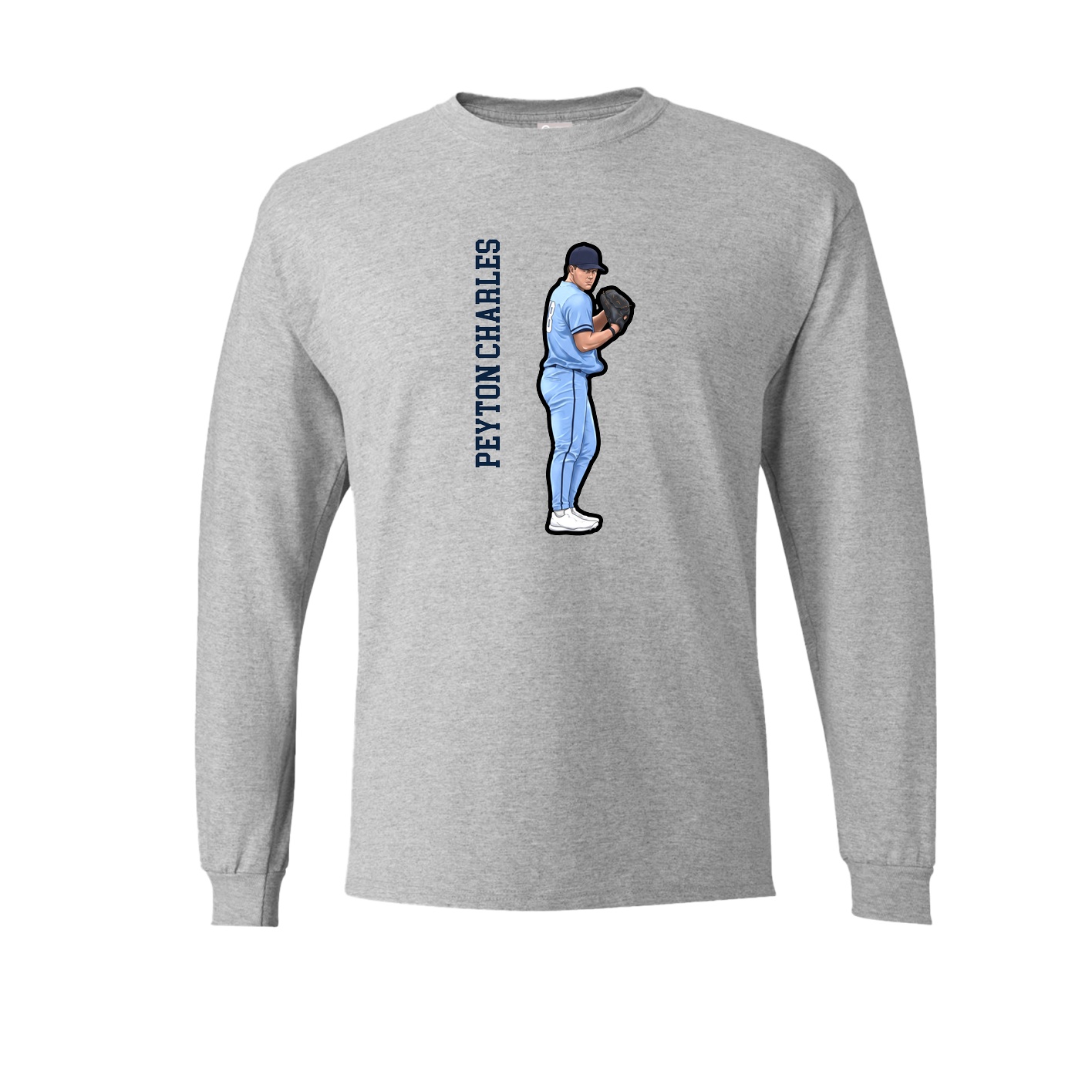 Long Sleeve Tee — Name Vertical in Grey