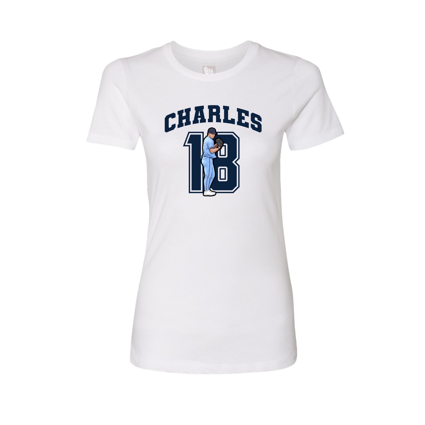 Fitted Women's Tee — Number in White