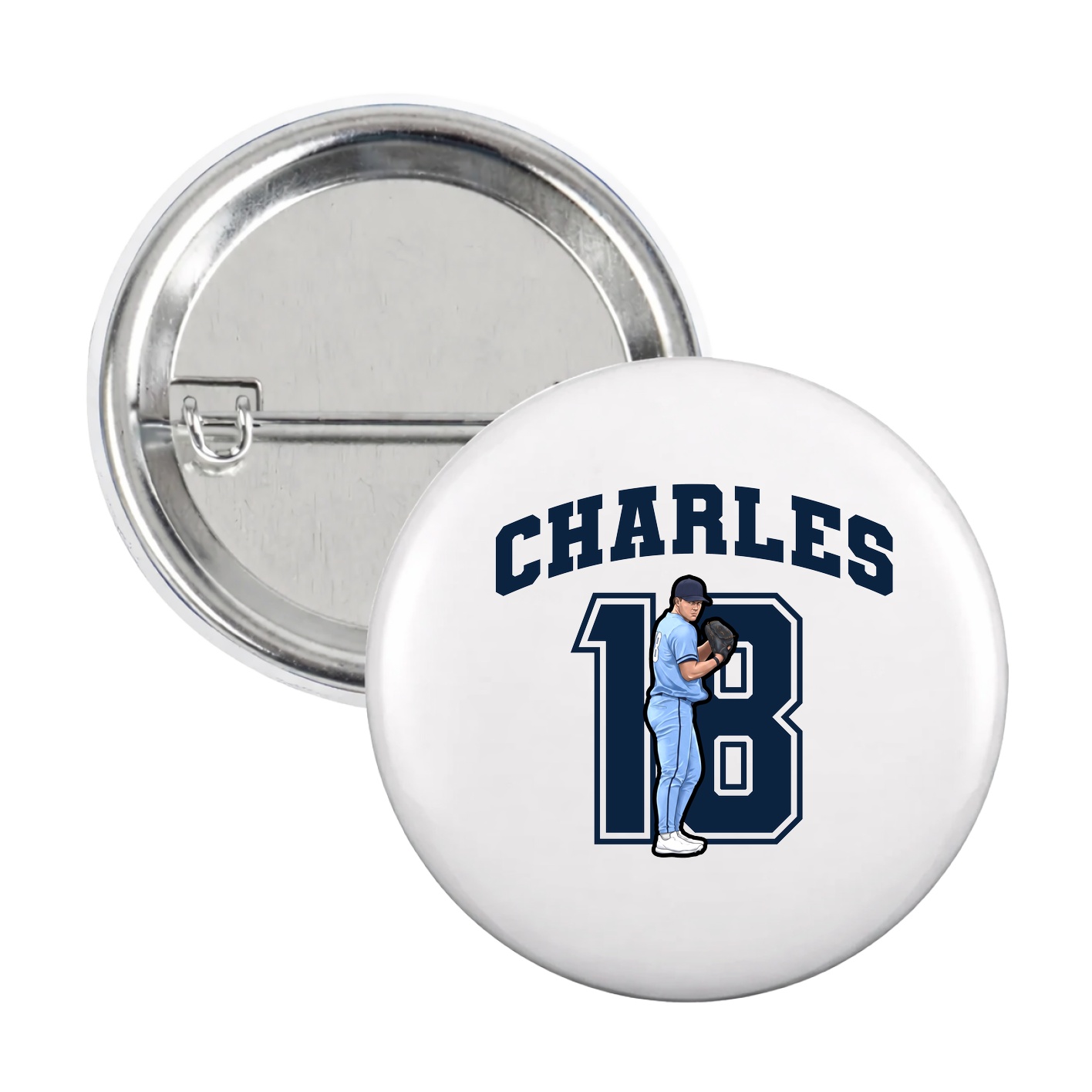 Game Day Button — Number in White