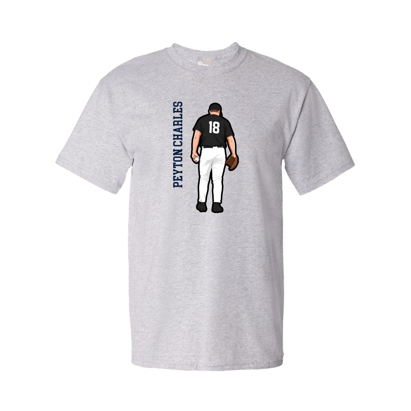 Youth Tee — Name Vertical in Grey