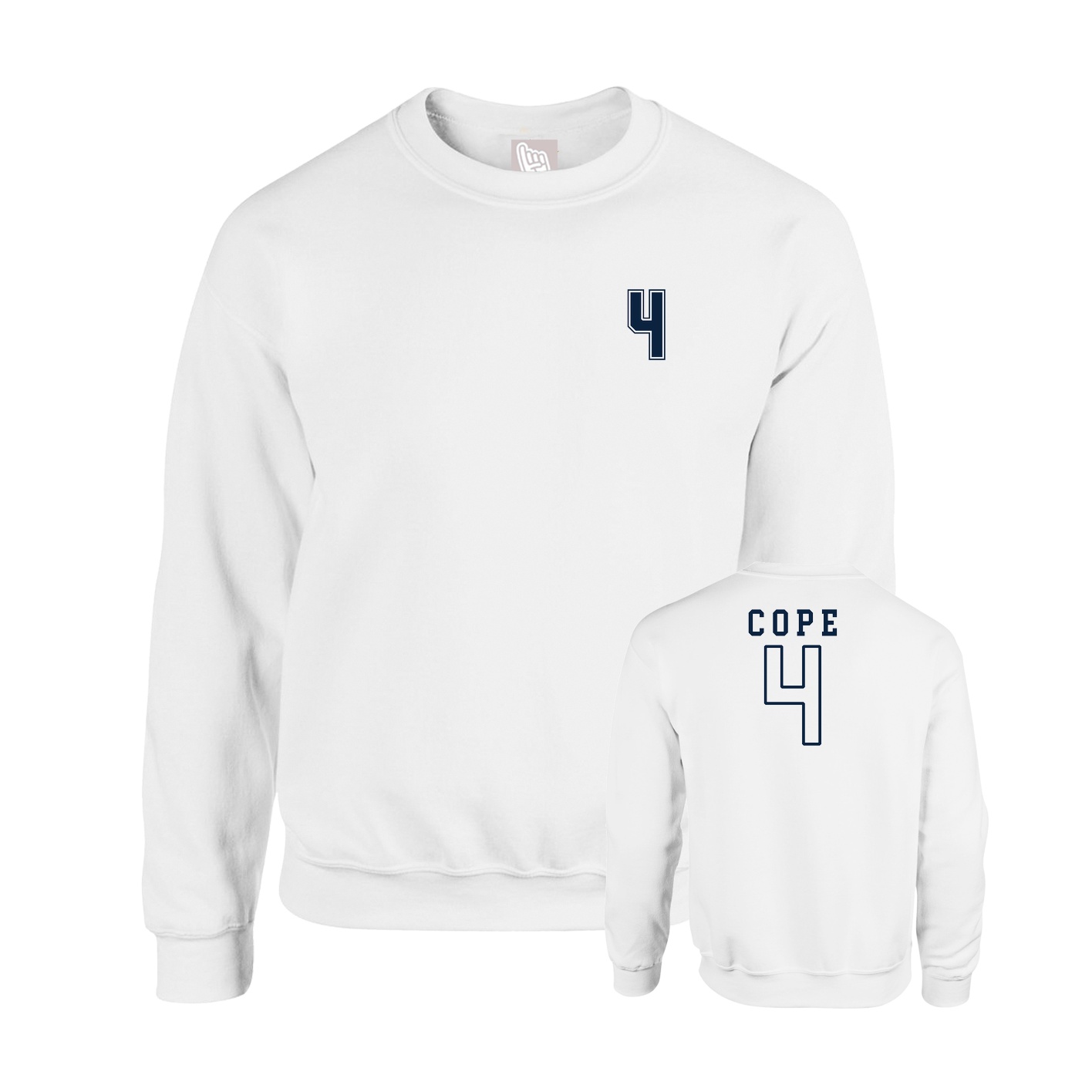 Fleece Crew — Chest Back in White