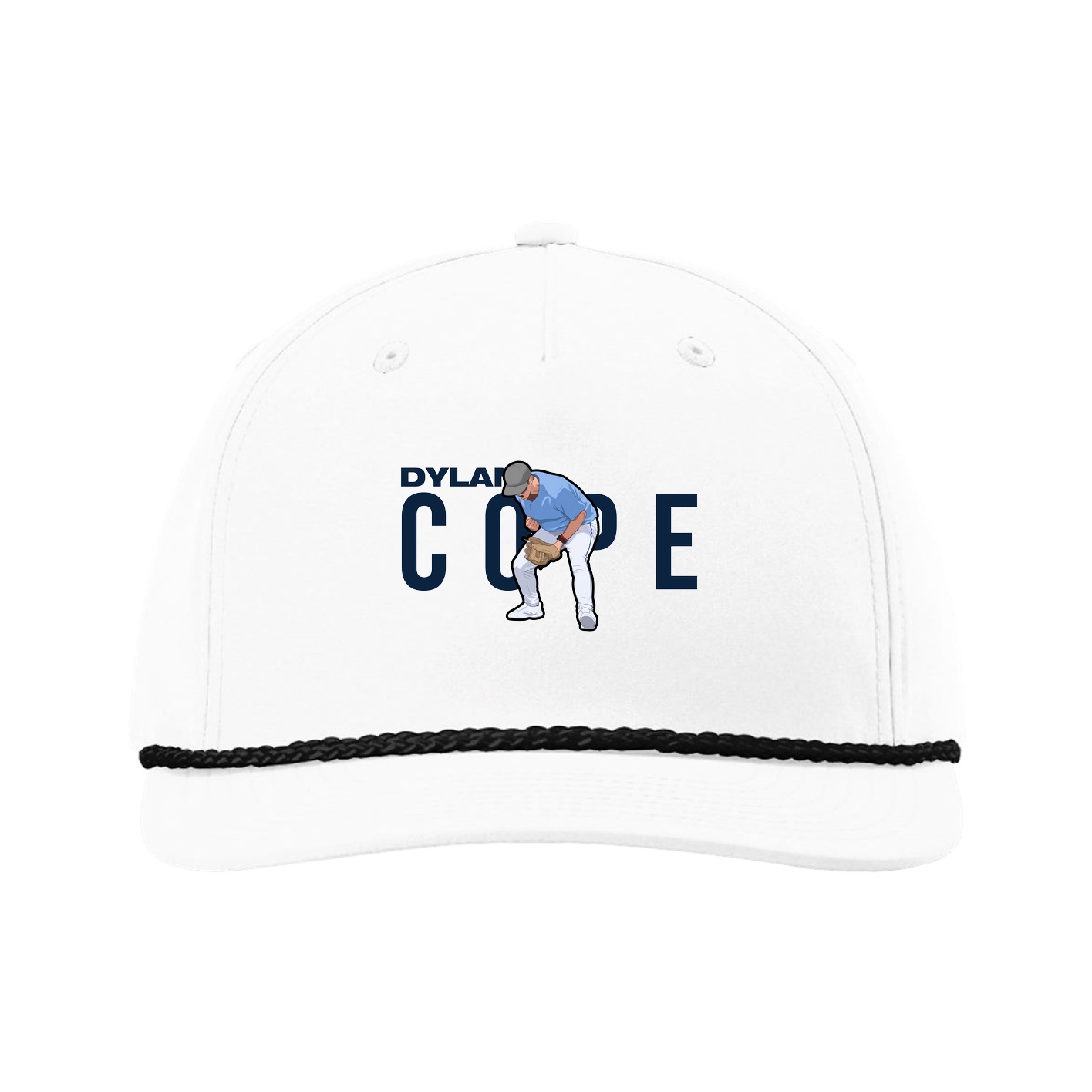 Five-Panel Classic Rope Cap — Player Name in White