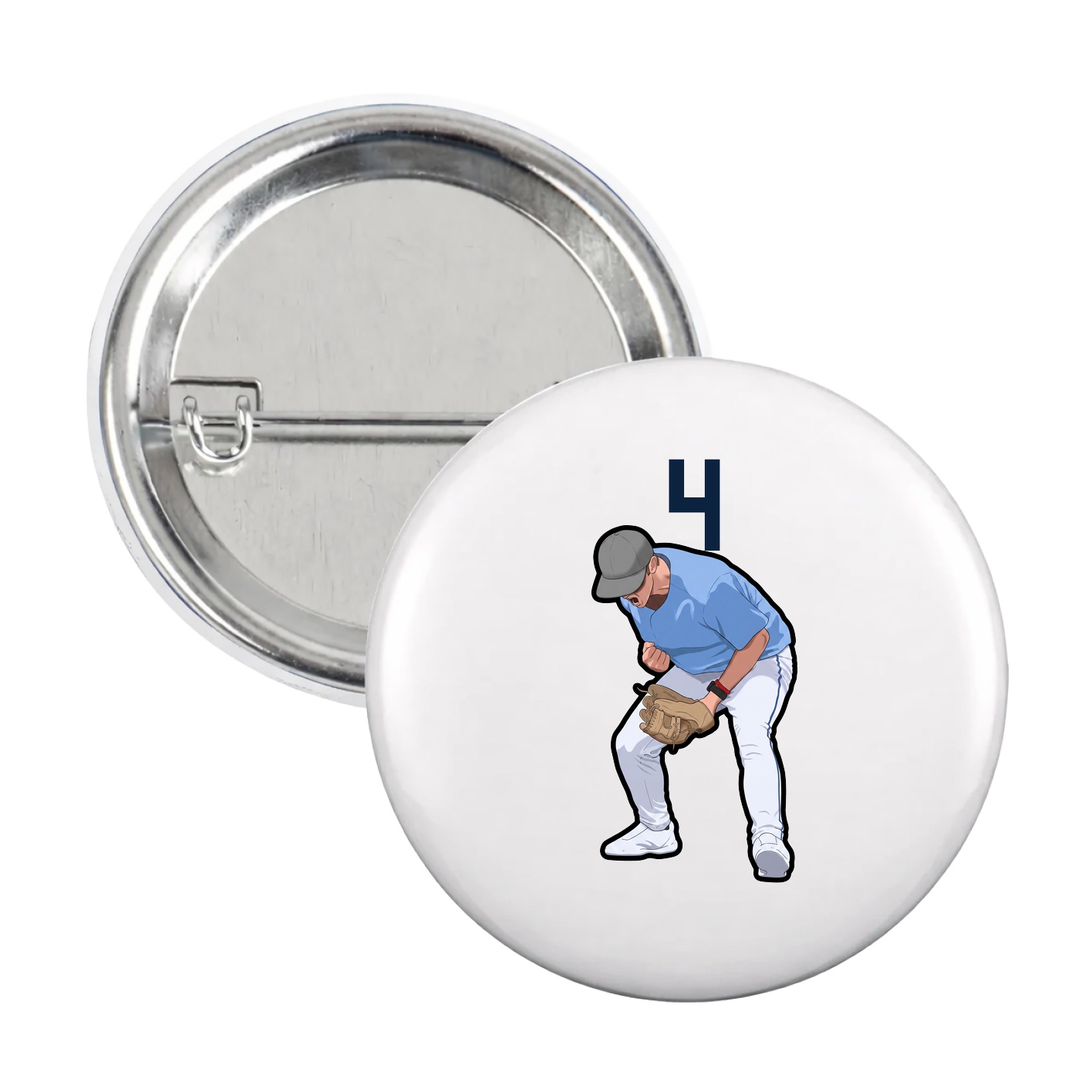 Game Day Button — Number Top in White