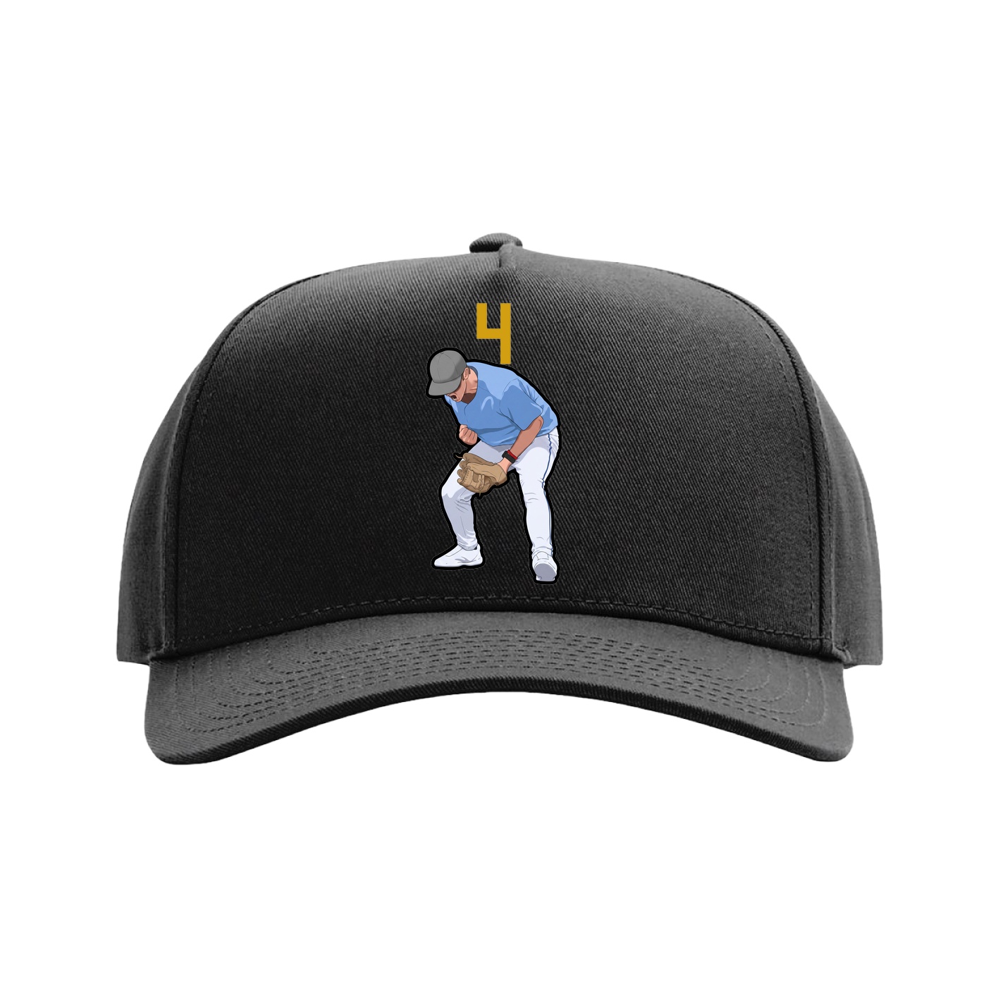 Full Fabric Five-Panel Champ Cap — Number Top in Black